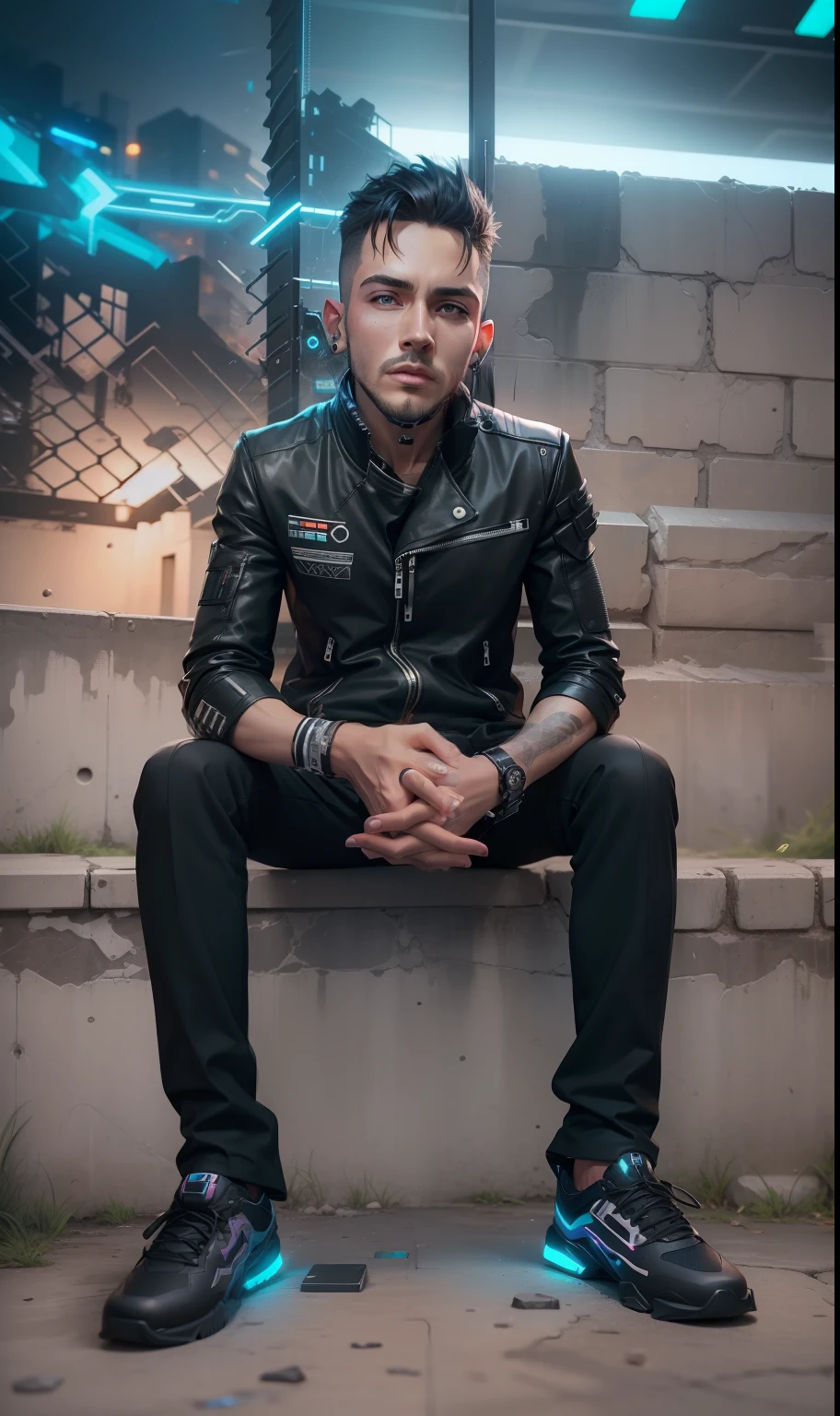 Cyber punk hansome boy nltra reylstik black jacket reylstik potho