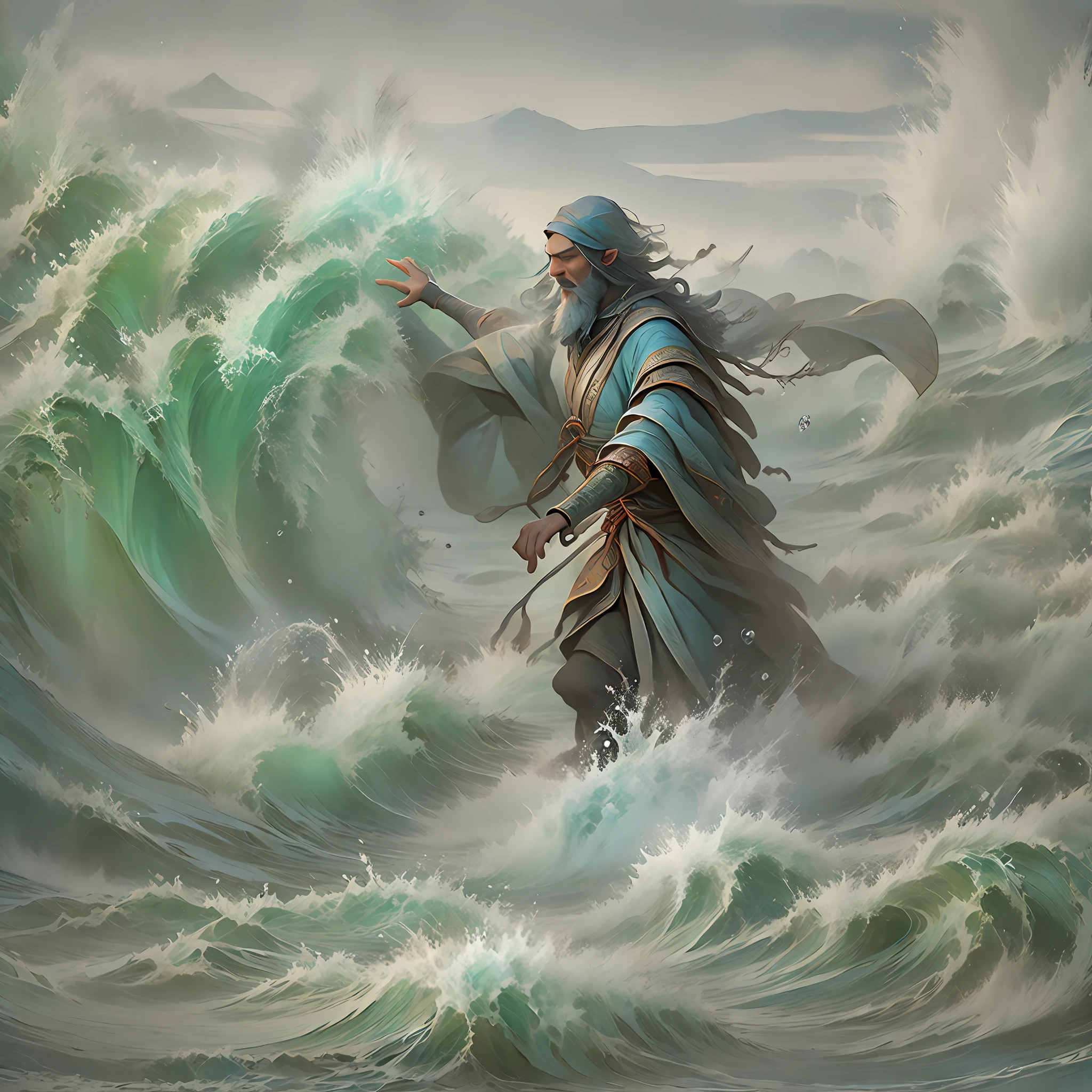 (Moses controlling water, opening the sea)