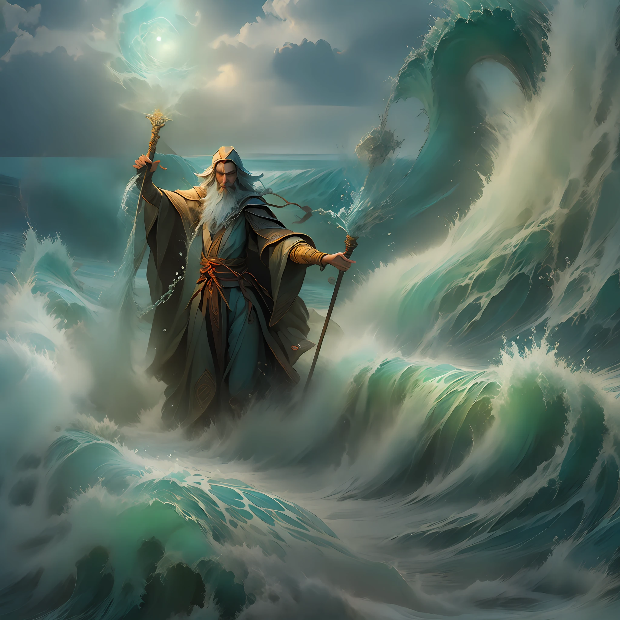 (Moses controlling water, opening the sea)