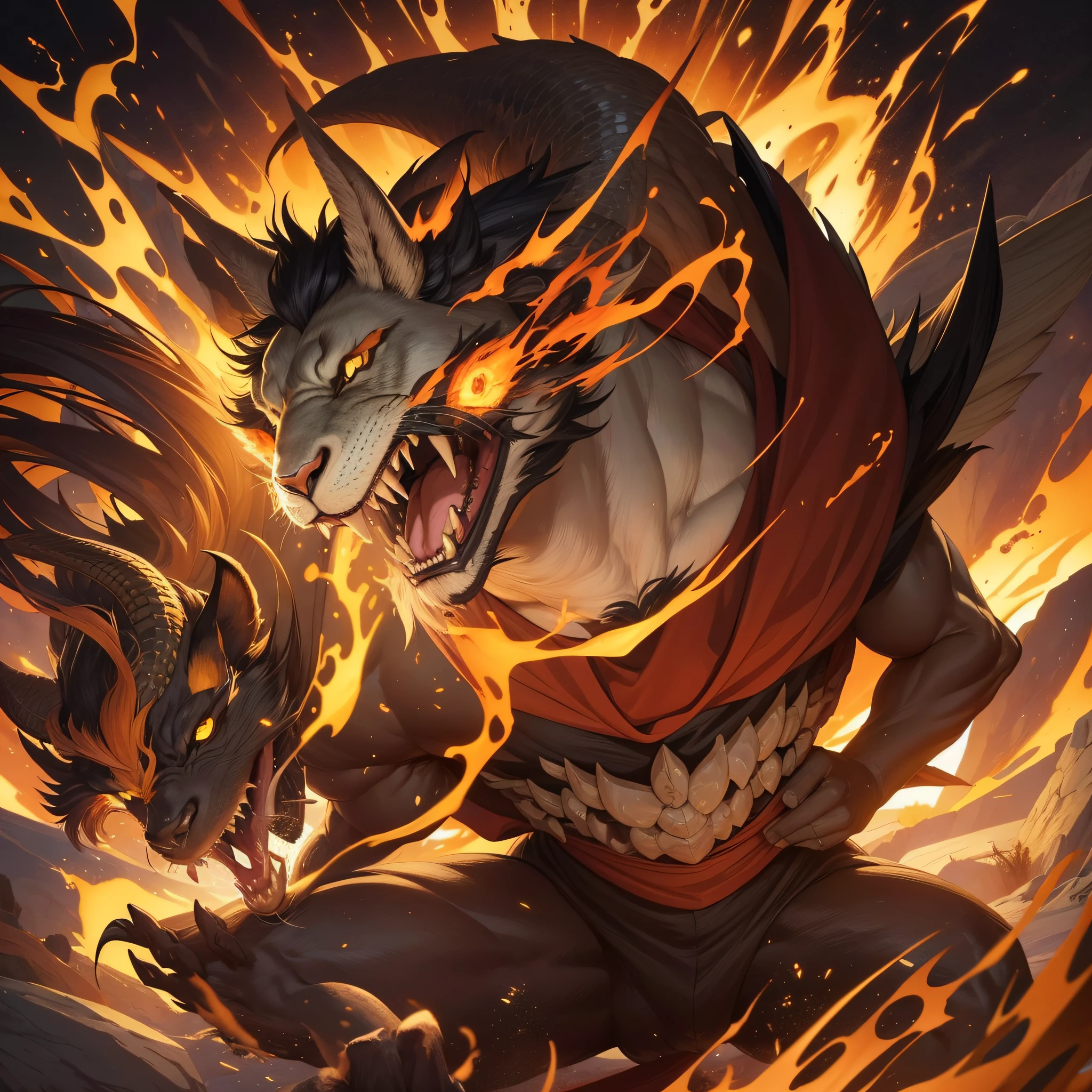 Dynamism,
fangs, angry, first-person view, UHD, 8k, best quality, masterpiece
chimera(Chimera)ha、It is an imaginary creature that appears in ancient Greek lore.、It is a being with unique animal characteristics.。Below is、Let's express a general Chimera image with keywords.:
Ancient Greek lore
Fire-breathing lion's head
The body and head of a goat
Snake tail
Horrible appearance
Fierce character
Considered invincible
Challengers against heroes
Representative of yokai and monsters
Chimera、Spit fire on the lion's head、The body and head of a goat、And has an eerie figure with a snake tail。With its ferocious character and powerful power,、Appear in ancient Greek lore and mythology as a challenger to stand up to heroes。