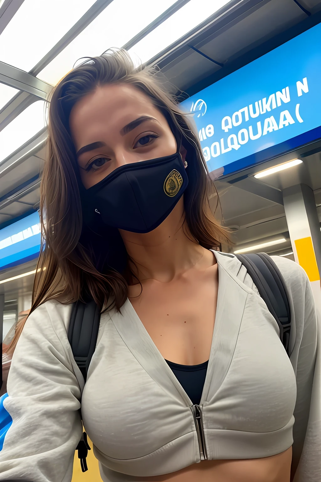 1 mulher ((selfie da parte superior do corpo, feliz)), obra-prima, melhor qualidade, ultra-detalhada, solo, ao ar livre, (noite), train station, alegre, feliz, mochila, water bottle, pullover, kalap, urbano, smoke billowing, sombras, contraste, clear sky, analogue style (olhar para o espectador: 1.2) (textura da pele) (grain of film: 1.3), (tom quente, tom quente: 1.2), close-up, cinematiclight, side-lighting, ultra alta res, melhor sombra, RAW, parte superior do corpo, usando pullover, various positions