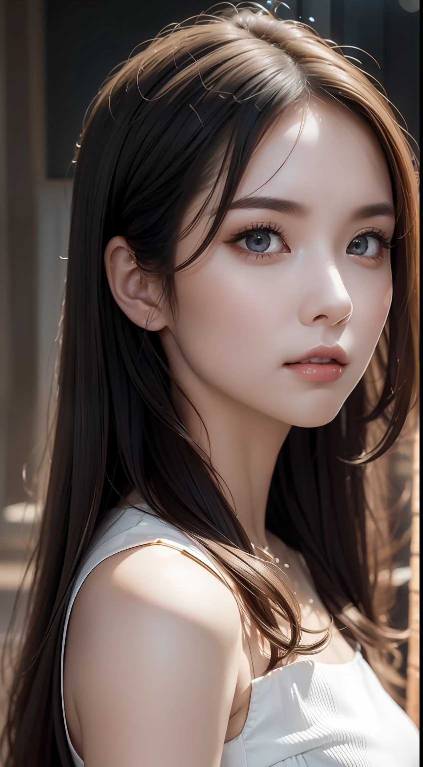 (Masterpiece:1.2), (Best quality), (Full body like:1.3) ,(Ultra detailed), (8K, Intricate), (Lens 135mm,F1.8), (Photorealistic)(Black background:1.3), Portrait photography,(cropped shoulders),On a walk,Side lighting,Edges are lit,Best shadow,Area light source,Perfect anatomy,Perfect face shape,Perfect for women,First-class female body,Refines skin texture,Fine cloth pattern,Meticulous beauty,Delicate and delicate skin,highlydetailed skin,paleskin,Delicate hair,glistning skin,(dynamicposes),