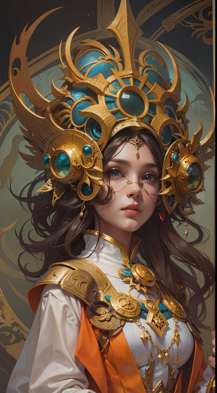 Beautiful woman in insanely intricate Beholder Mage Outfit