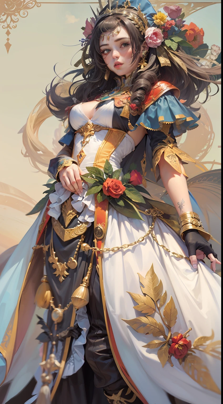 Beautiful woman in insanely intricate Bardic Entertainer Outfit