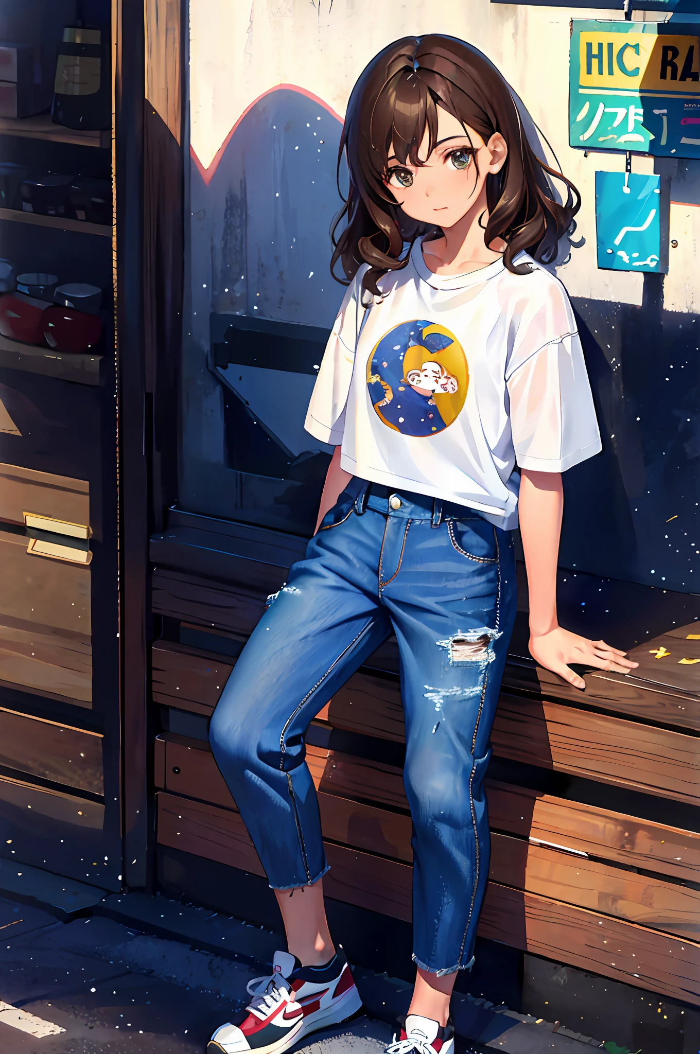 Tina is a charming ten-year-old girl with brown hair in curls, olhos grandes e expressivos de cor castanho-esverdeada e pele suave com um tom dourado e sardas leves no rosto. Seu estilo de se vestir inclui uma jaqueta jeans desgastada, Colorful T-shirt emblazoned with constellations, Comfortable pants and sturdy sneakers for your outdoor adventures.

Nino, por sua vez, He's a lively nine-year-old with messy, light brown hair, olhos azuis brilhantes e sardas nas bochechas e no nariz. He likes colorful and relaxed clothes, como camisetas com estampas de planetas e estrelas, jaqueta esportiva, pants with pockets for your tools and versatile and comfortable sneakers.

Juntos, Tina e Nino formam uma dupla perfeita, with its captivating characteristics and adventurous abilities. Eles representam a coragem, friendship and determination, sempre prontos para enfrentar novos desafios e descobrir o mundo com sua curiosidade e entusiasmo.
