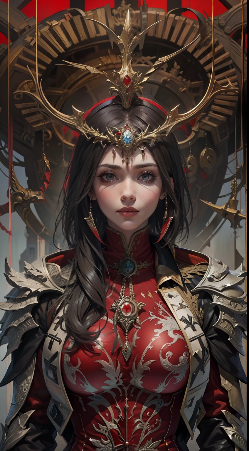 Beautiful woman in insanely intricate Blood Hunter Outfit