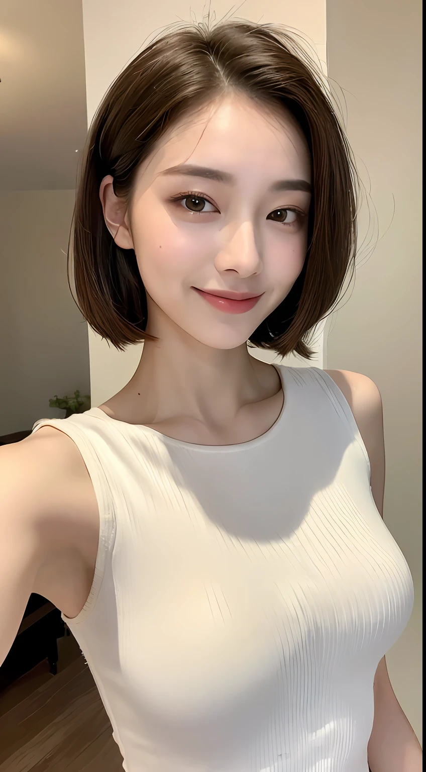 ((Best Quality, 8K, Masterpiece: 1.3)), 1girl, Slim Abs Beauty: 1.3, (Hairstyle Casual, Leaky Big Breasts: 1.2), Dress: 1.1, Super Fine Face, Delicate Eyes, Double Eyelids, Smile, Home