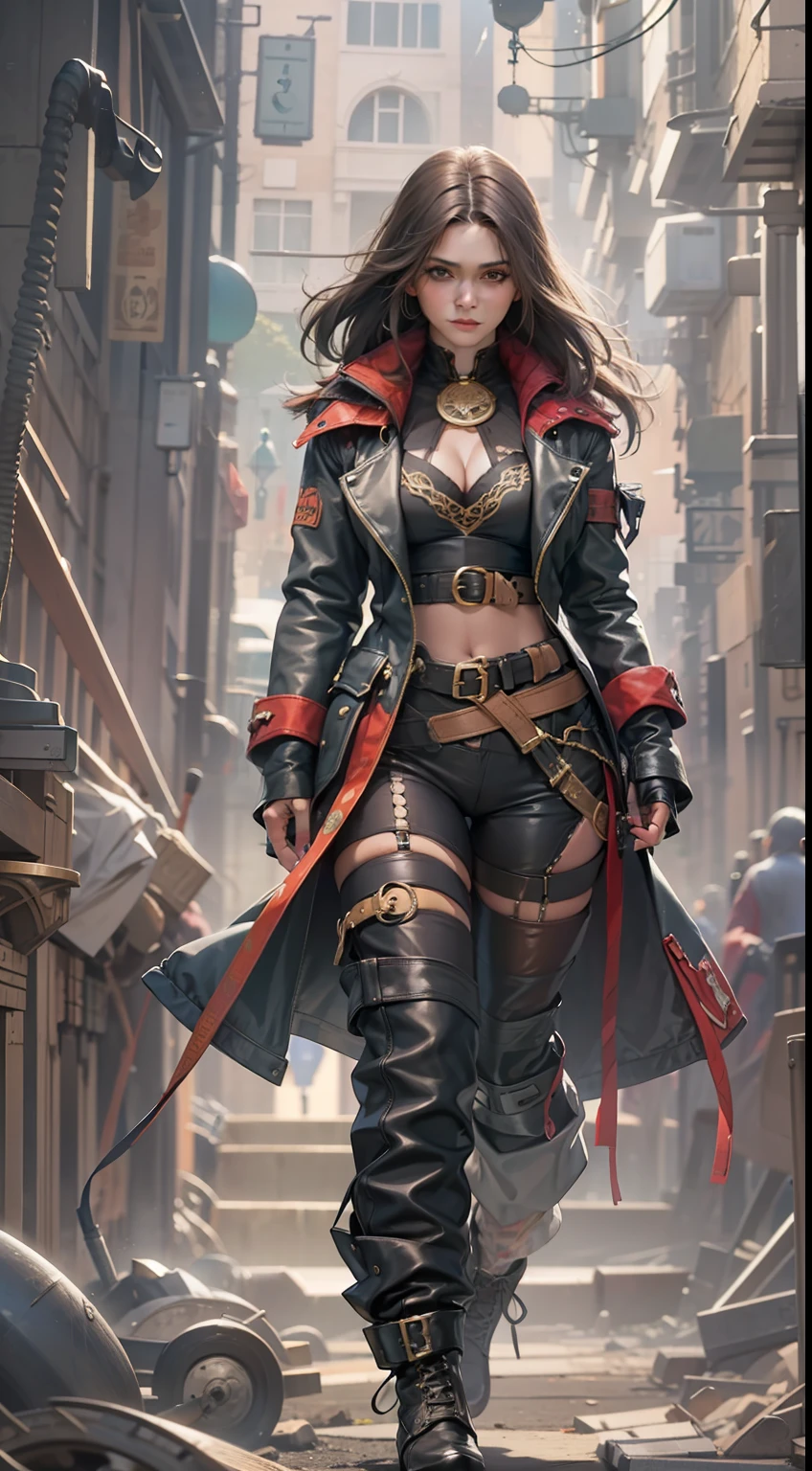 Beautiful woman in insanely intricate Con Artist Rogue Outfit