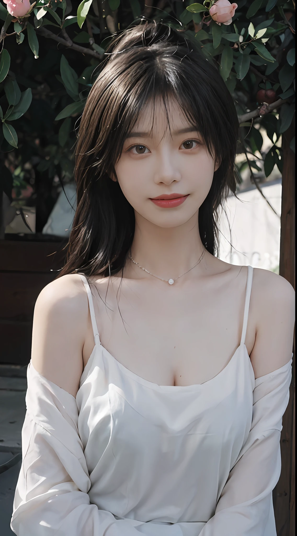 best qualtiy， 超高分辨率， （realisticlying：1.4）， Baoyu Girl， Black long straight，A pair of clear and moving peach blossom eyes,Royal Sister，dress in yellow，sunshine on face，（Take the Apple 14, for example：1.4），（choker necklace：1.2），（Fair skin：1.9），a sense of atmosphere，a beauty girl， ssmile，head straight-looking at viewer， closeup cleavage ，(Photorealistic:1.4),1girll,Sexy,(Upper body:1.4),(Wet body),(:1.2)