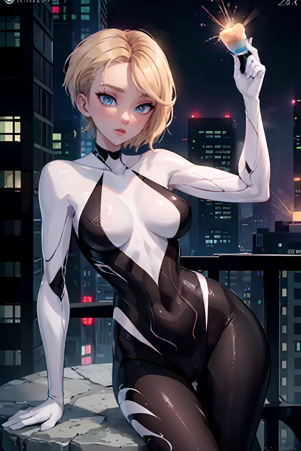Gwen Aranha, organic-looking clothing ( degree of transparency) organic clothing Venom Symbiote, belas artes, PS5 cinematic screenshot, Highly detailed cinematic rendering, raytricing ultra fotorrealista | | | |, with cinematic lighting, (peitos pontudo natural:1.2), quadris largos anatomia correta.