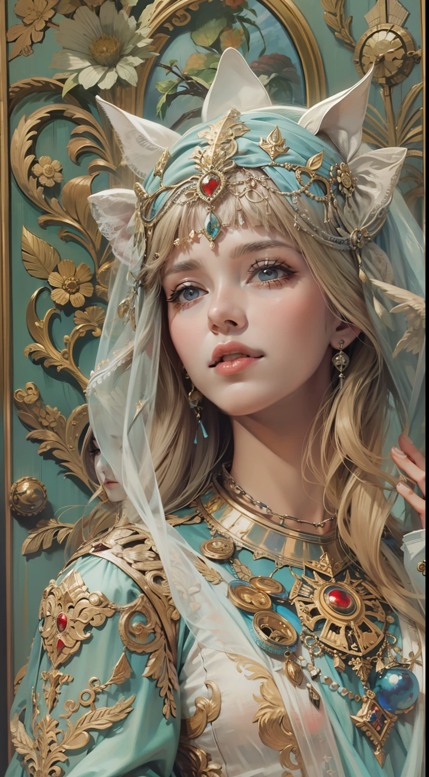 Beautiful woman in insanely intricate Medieval and Renaissance-Inspired Outfit