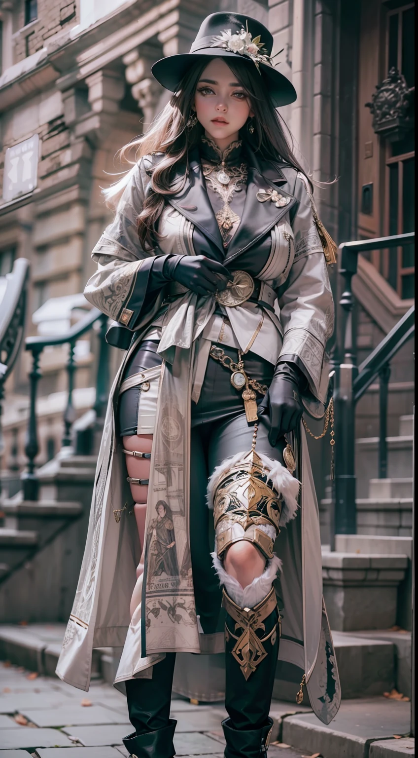 Beautiful woman in insanely intricate Ghost Hunter Outfit