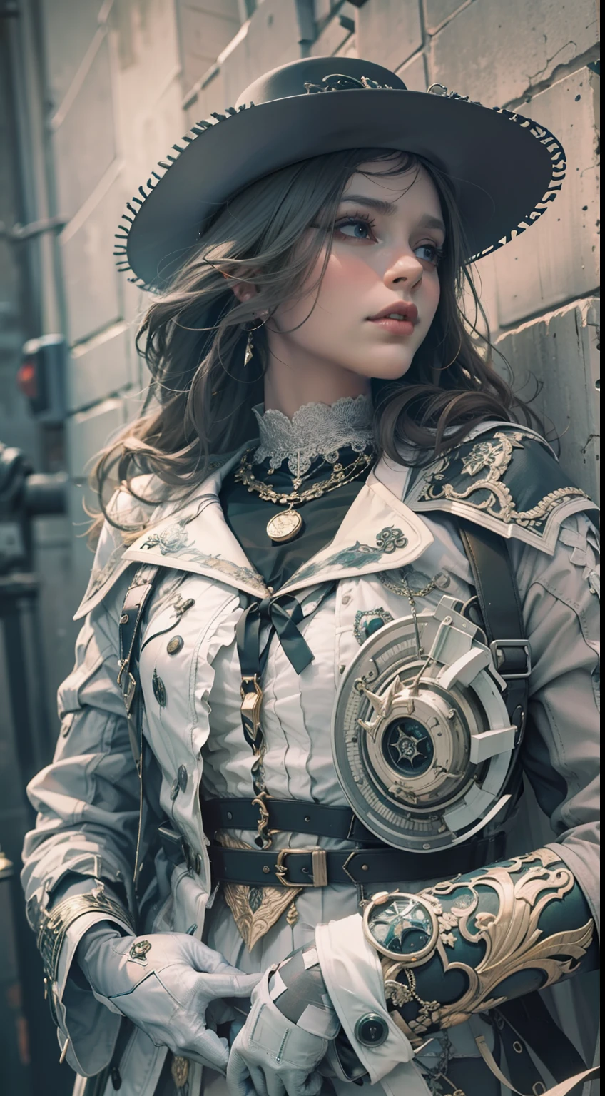 Beautiful woman in insanely intricate Ghost Hunter Outfit