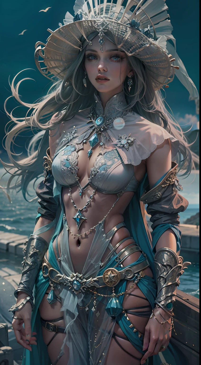 Beautiful woman in insanely intricate Sea Witch Outfit