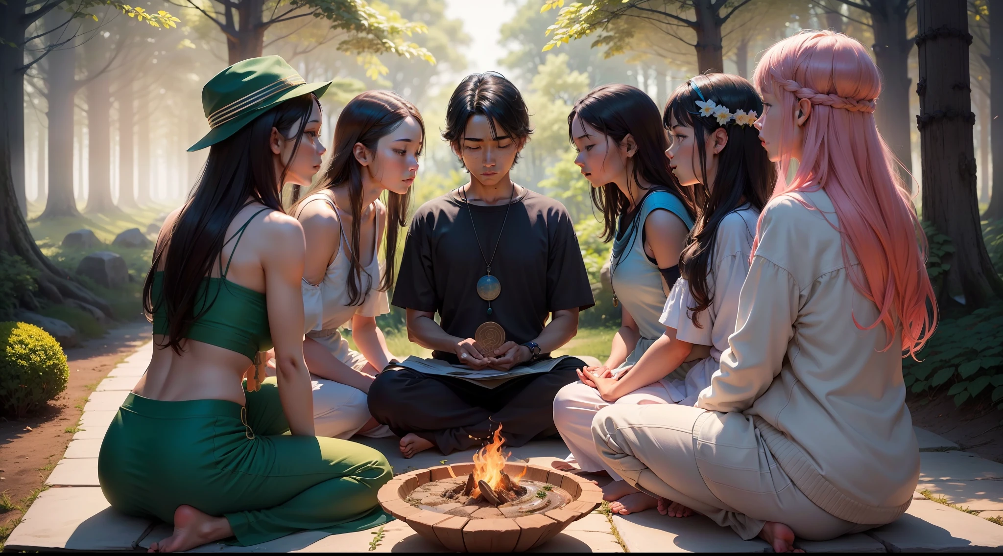 "Self-Awareness Journey" It's a powerful scene that depicts a diverse group of people immersed in moments of meditation, Confident reflection and decision-making. Nesta imagem, somos transportados para um ambiente sereno e inspirador, where each individual is in search of self-knowledge and personal growth.
No centro da imagem, We see a circle of people sitting in meditative postures. His hands rest gently on his knees, and his eyes are closed, indicando um estado de tranquilidade e foco interior. The aura of calm that surrounds this group denotes unity in search of wisdom and self-awareness.
Around that circle, other people are engaged in reflective activities. Some are sitting on benches, looking at the horizon with an air of contemplation, while others are holding notebooks and pens, ready to record your reflections and decisions. A variedade de idades, Expressions and origins reflect the universality of the inner journey in search of growth and understanding.
Each person is surrounded by elements that represent their personal search for truth and self-knowledge. Some are close to nature, with tall trees and fallen leaves, representing the cycle of life and renewal. Others are close to elements such as running water or crackling fire., symbolizing purification and inner transformation.
The sky is painted in soft shades of pink and orange, indicating the sunset and the beginning of an inner journey. A luz suave ilumina a cena, criando um ambiente acolhedor e introspectivo.
The color palette of the image is harmonic, with a predominance of earthy and natural tones, that reflect the connection with the inner self and with the earth. Toques de cores mais vibrantes, como azul e verde, are used to represent moments of mental clarity and confident decision-making.
"Self-Awareness Journey" It is an image that evokes a sense of peace and harmony, convidando o observador a se conectar consigo mesmo e a refletir