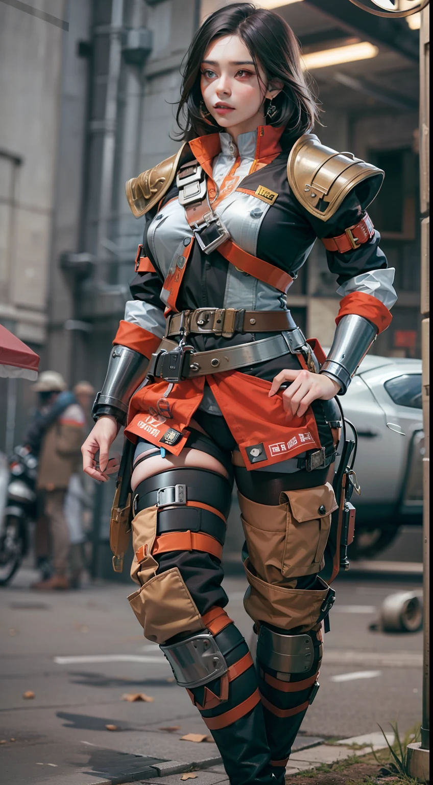 Beautiful woman in insanely intricate Siege Engineer Outfit