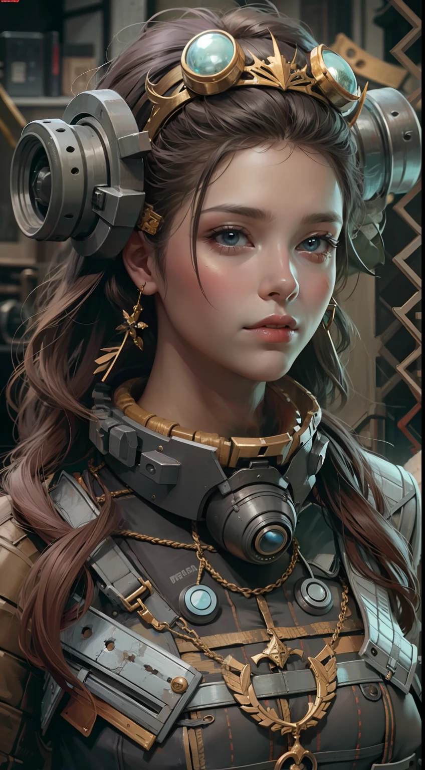 Beautiful woman in insanely intricate Siege Engineer Outfit