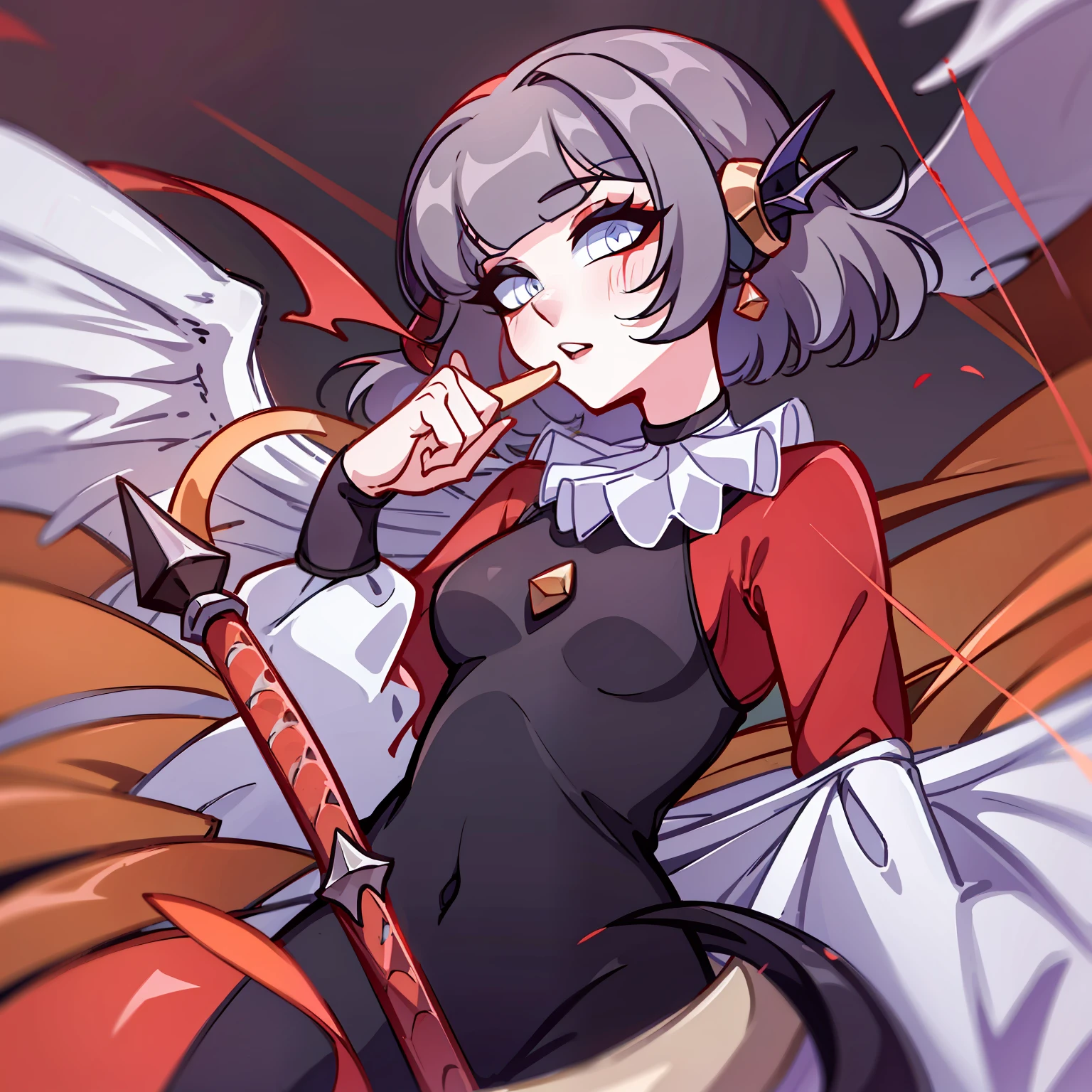 (melhor qualidade: 1.0), (super high res: 1.0), personagem extremamente detalhado, detailed hands, Half-dragon girl, chifres, scales on the neck, escamas nos ombros, scales on the forearm, escamas na bochecha, Girl with dragon tail, dragon tailed, Cabelo extremamente detalhado, cabelo curto, ((Cabelo branco)),((mechas pretas)), olhos extremamente detalhados, olho com cores diferentes, Heterocromia, olho direito branco, olho esquerdo preto, dragon eyes, 2D, Arte de Anime, ((barnet)), ((corpo inteiro)), standing on her feet, medieval, RPG, ((pequena)), Fofa, orelhas de elfo, dragon wings