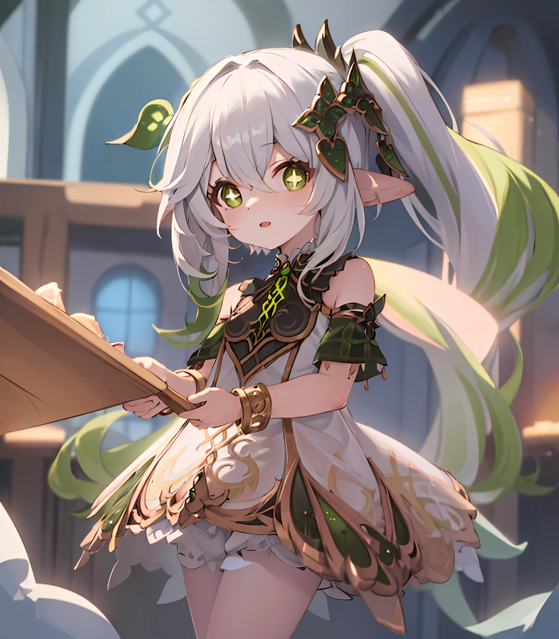 masterpiece, best quality, 1girl, solo, nahida_genshin, cross-shaped pupils, default_dress, standing