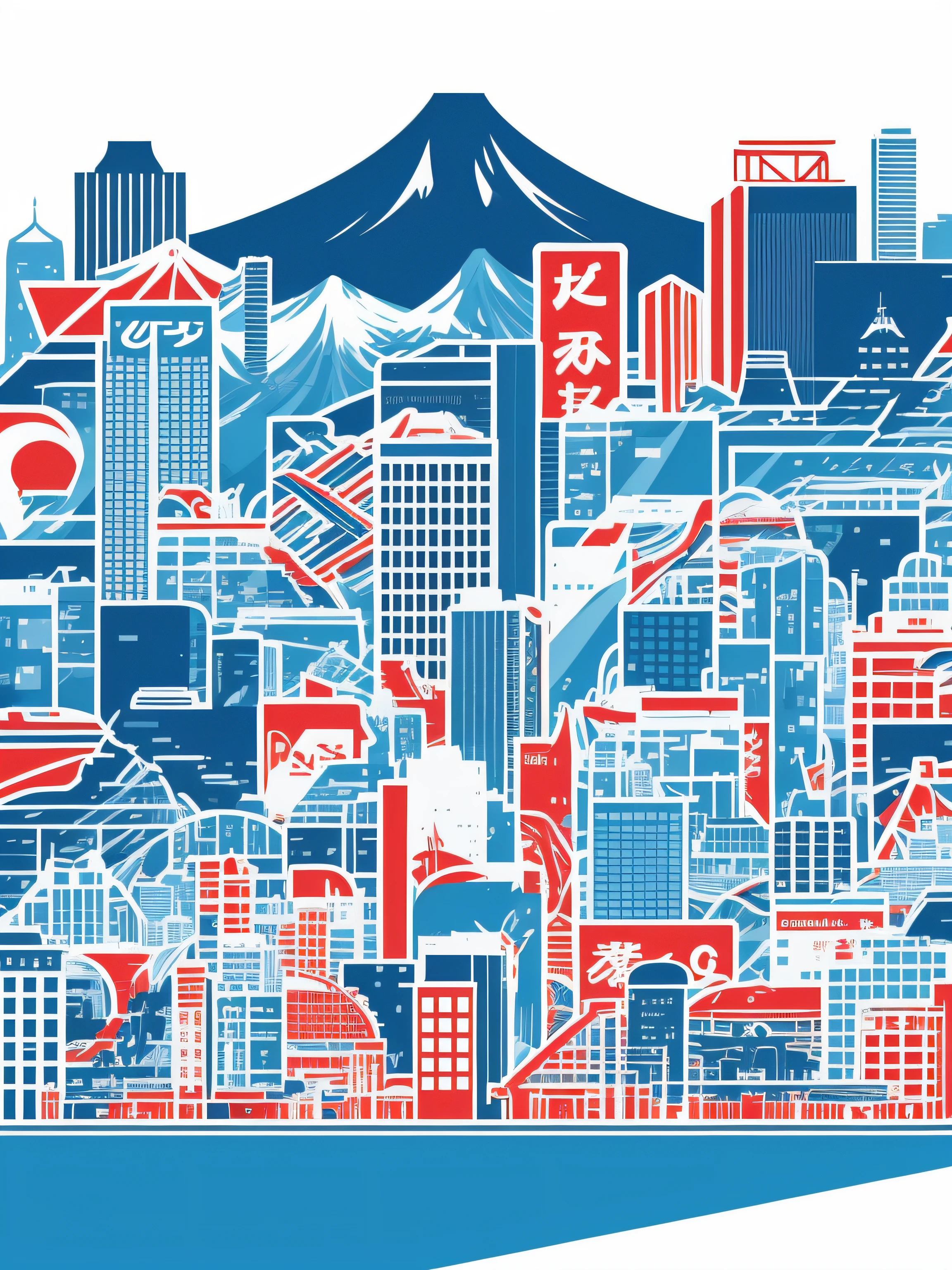 vector t-shirt design ready to print, illustration of Japanese city, STICKER, white clean background, pro vector, high detail, t-shirt design, grafitti, vibrant,