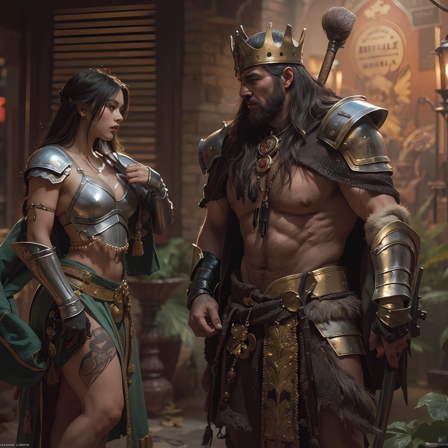 modelshoot style, (extremely detailed CG 8k wallpaper), body photo of the most beautiful artwork in the world, medieval armor, body portrait, Nimrod the first king of Babylon, hunter, barbarian, macho man, majestic professional oil painting by Ed Blinkey, Atey Ghailan, Studio Ghibli, by Jeremy Mann, Greg Manchess, Antonio Moro, trend at ArtStation, trend at CGSociety, Intricate, High Detail, Sharp Focus, Dramatic and Photorealistic Painting Art by Midjourney and Greg Rutkowski
