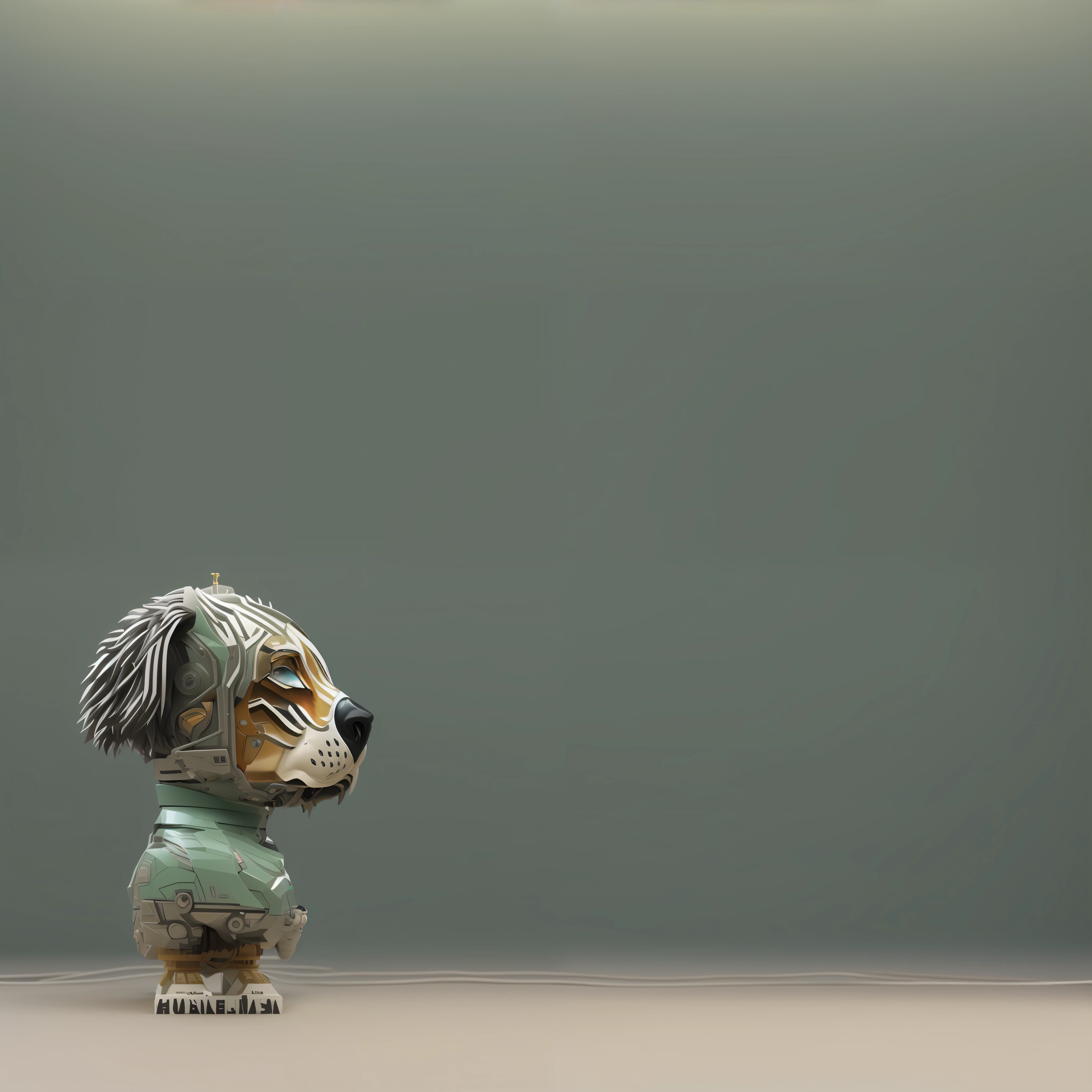 There's a cat with a leash and a green tag on it, olhar :: octan render, bonito 3 d render, gato blindado, um gato ciborgue, semi-realistic rendering, denoised photorealistic render, artistic rendering, toxic cat, hyper realistic 3d rendering, gato ciborgue, ultra realistic rendering, gato zangado, imagem renderizada, hyper realistic render