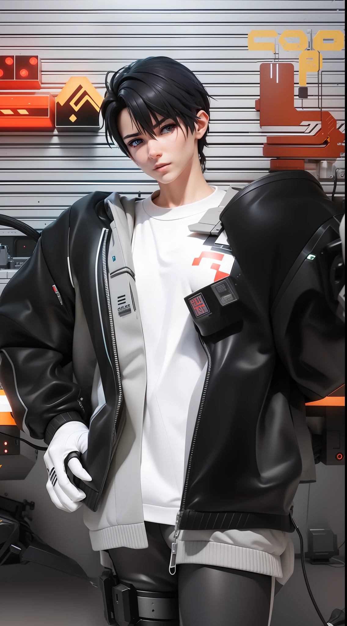 ((Best Quality)), ((Masterpiece)), (Highly Detailed:1.3), 3D, (Cyberpunk:1.3) cyberpunk link, computer terminal, computer servers, LCD screens, fiber optic cables, corporate logos, HDR (High Dynamic Range) cyberpunk, dark boy,cyber clothing, cyber armor, neon cyber, cyber hair, elf, Ray Tracing, NVIDIA RTX, Super-Resolution, Unreal 5, Subsurface Scattering, PBR Texturing, Post-processing, Anisotropic filtering, Depth of field, Maximum clarity and sharpness, Multilayer textures, Albedo and specular maps, Surface shading, accurate simulation of light-material interaction, perfect proportions, Octane Render, two-tone lighting, low ISO, white balance, rule of thirds, wide aperature, 8K RAW, efficient sub-pixel, sub-pixel convolution, luminescent particles, final fantasy, mask background cyber city, cyber dress , cyber clothing , cable on body , wireless , cyber on body, headset cyber , cyber body , mecha clothing, humanoid, skin cyber, couple cyber , boy and girl , on the cyber city background