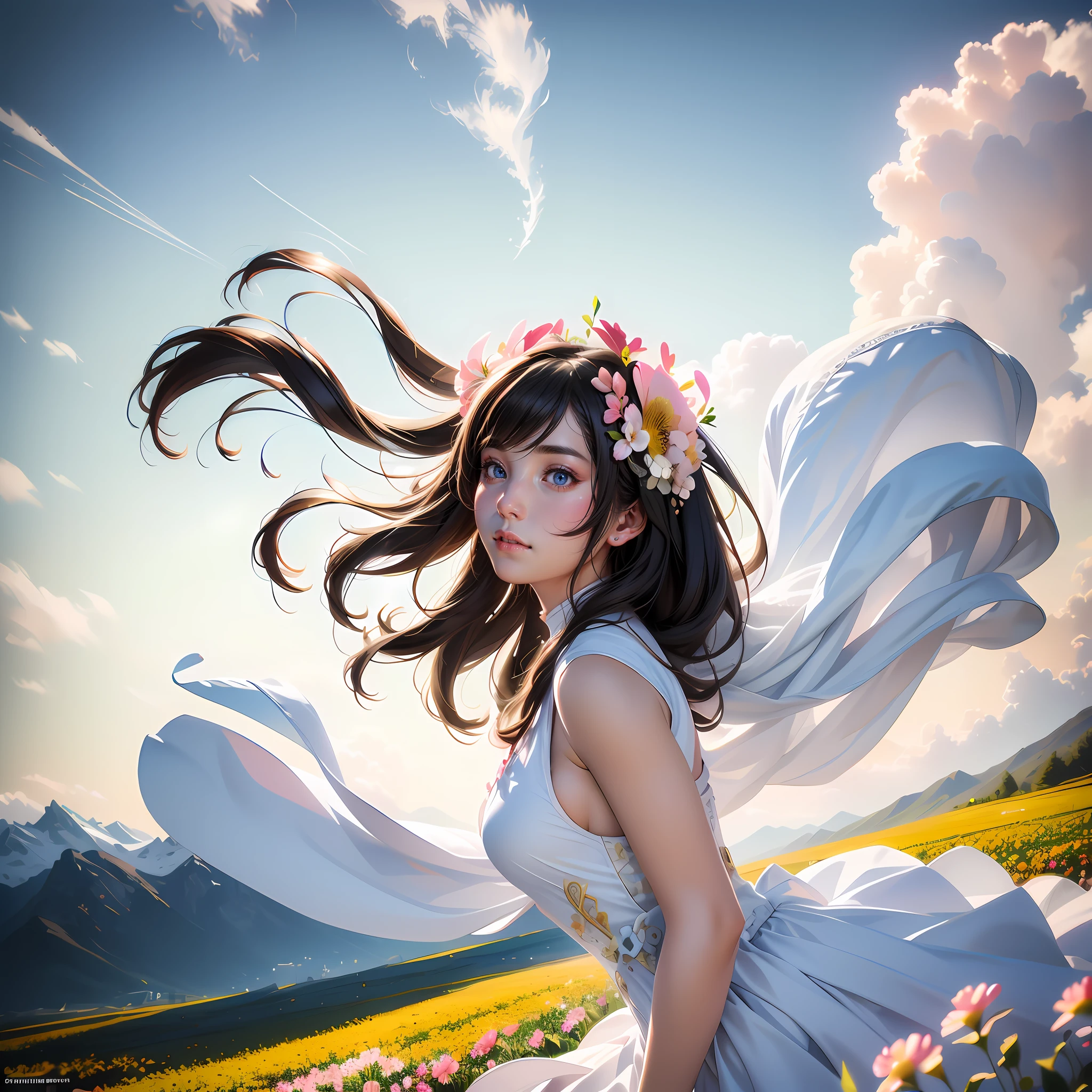 3D Ultra HD,sakurabackground,Pink and cute,teens girl,Looks outstanding,Red-pink cheeks,Blue eyes fluttered,Sweet smile。