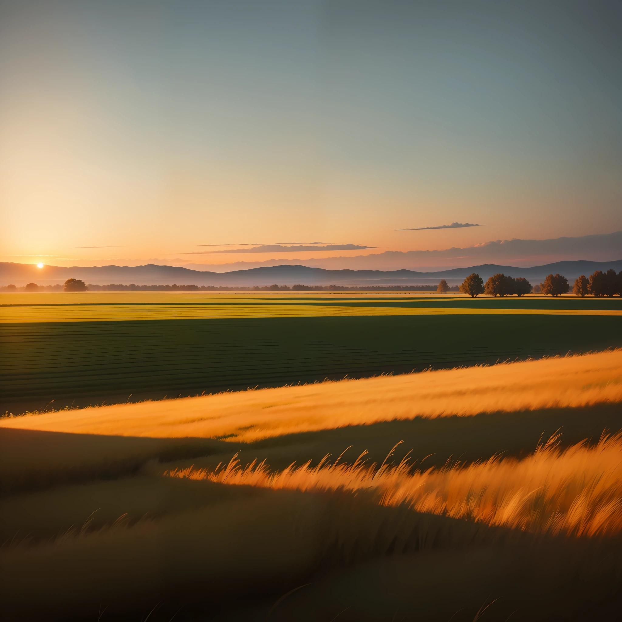 grass field,Endless,the setting sun