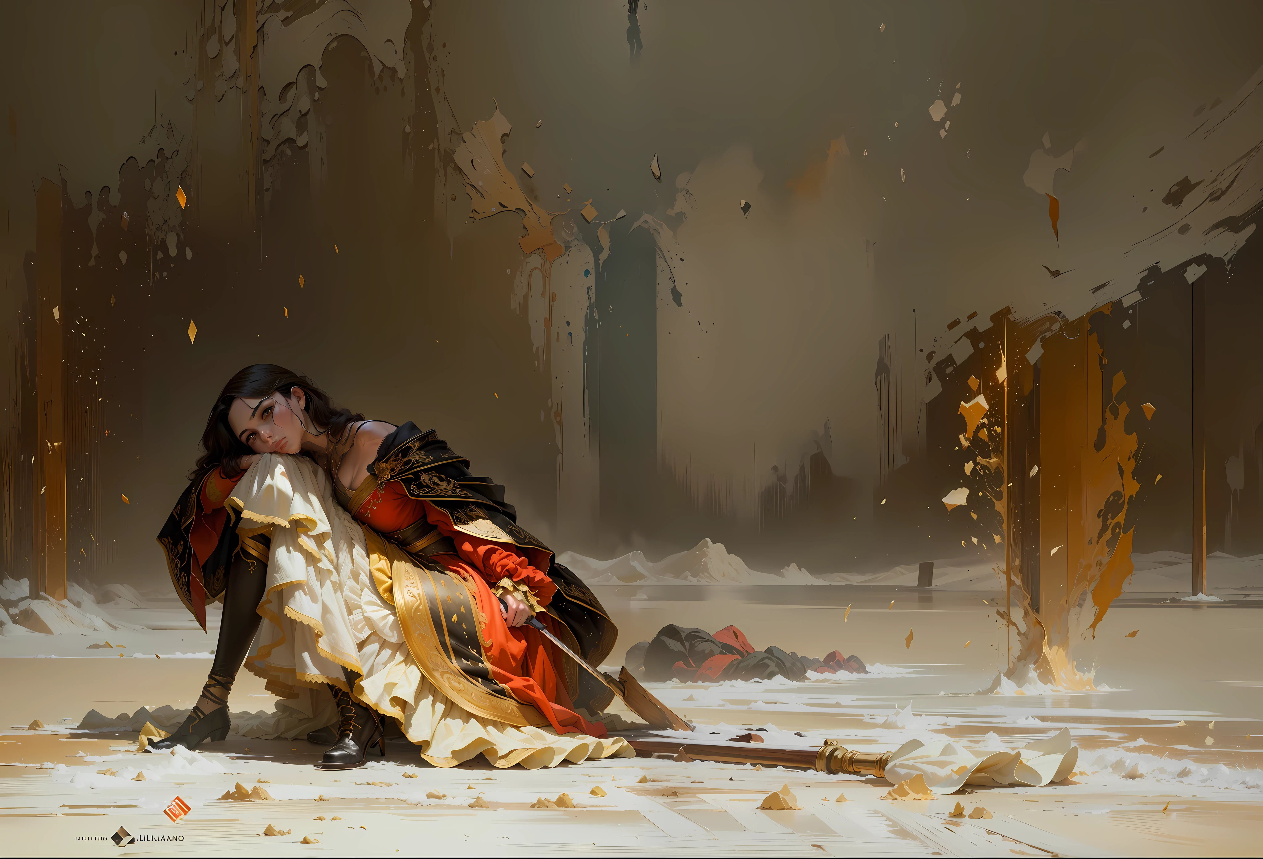 ((Melhor qualidade)), ((obra-prima)), (altamente detalhado:1.3), estilo arcano, comiс style + hyperrealistic oil painting, Full Cinematic Poster Dynamic Pose. cinemactic, altamente detalhado, rosto detalhado, realista, cores vibrantes.