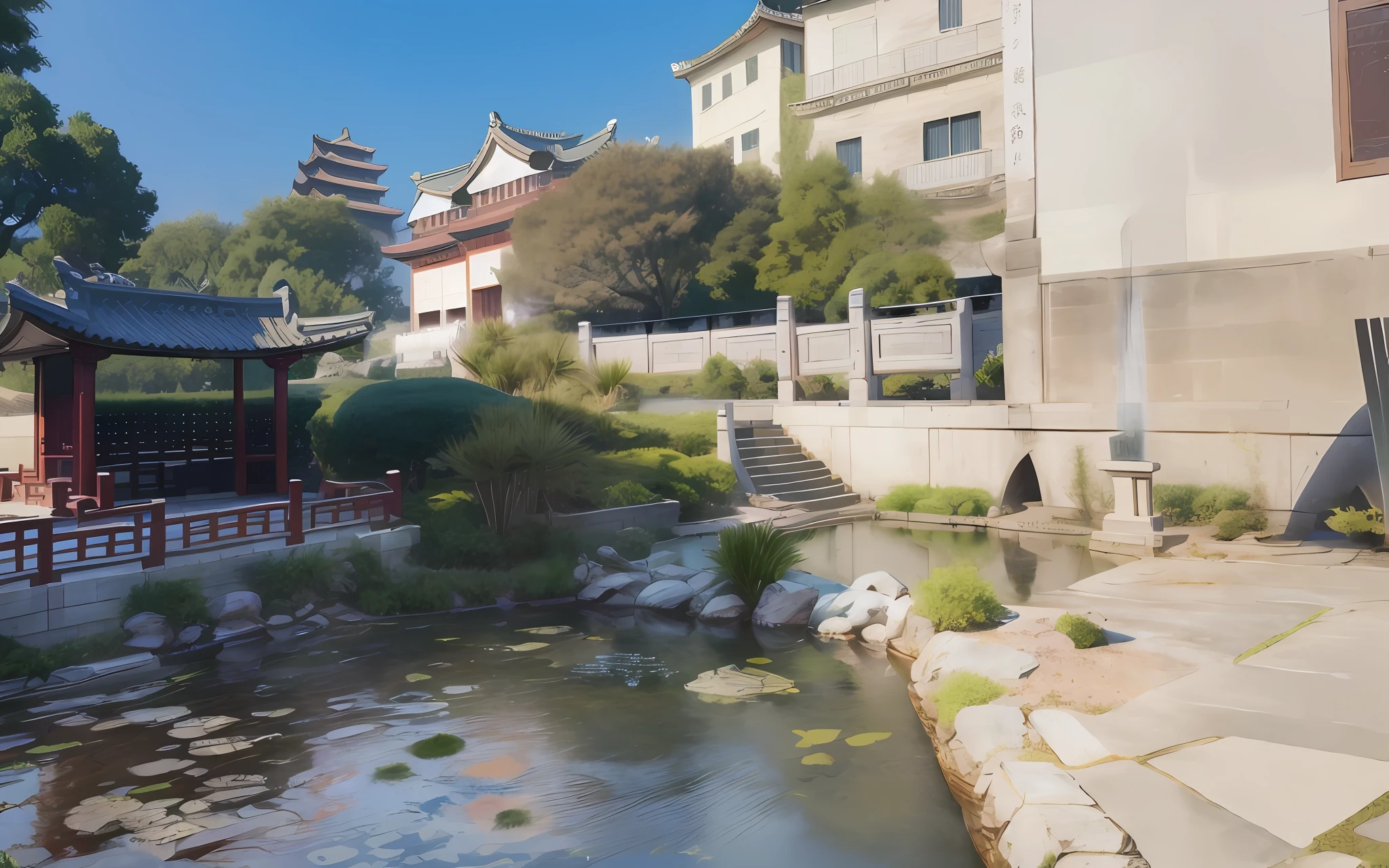 classical，Ancient Chinese style，Pubic area is clear，classical，eventide，the sunset，foliage，swordsmen，water ink