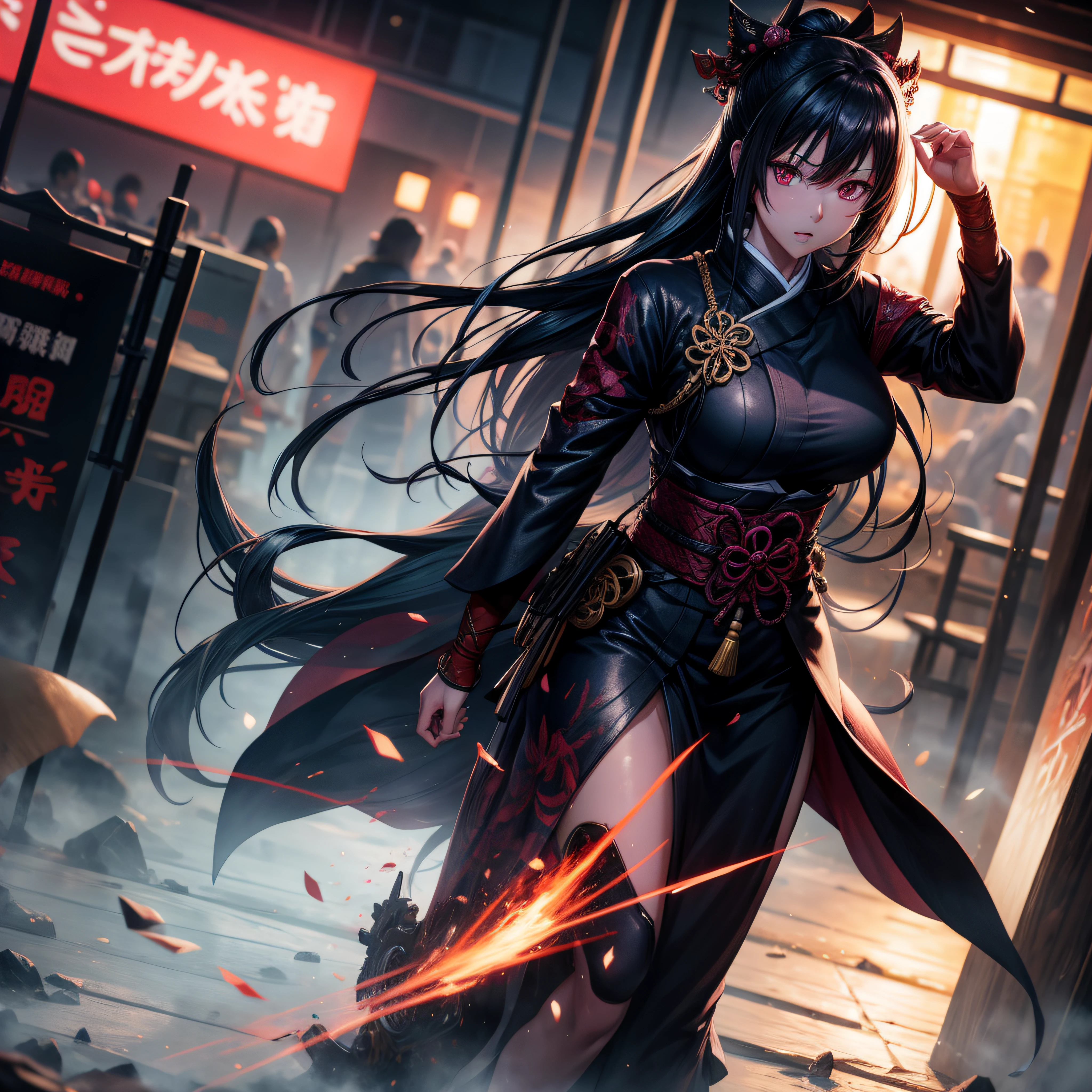 tsukuyomi, action scene, 4k, artstation, bokeh