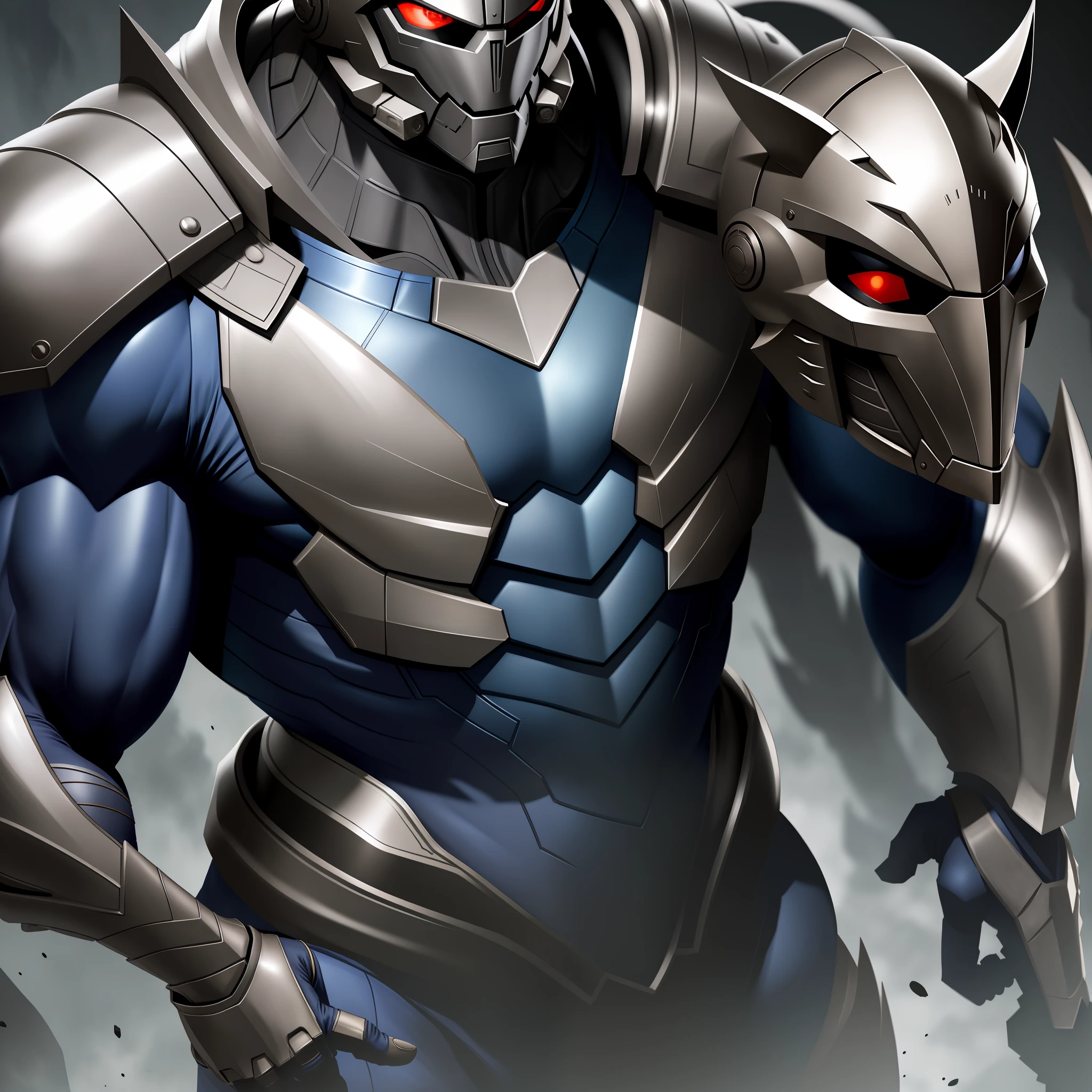 best qualtiy，Masks，Non-human，shelmet，armure，Male，masculine features，Strong，Tall and strong，Single photo，Close-up photos，Look ahead，超高分辨率，tightsuit，Muscular，Majestic and handsome，Half-body armor，Armor，Abs，Thick legs，vibrant with colors。