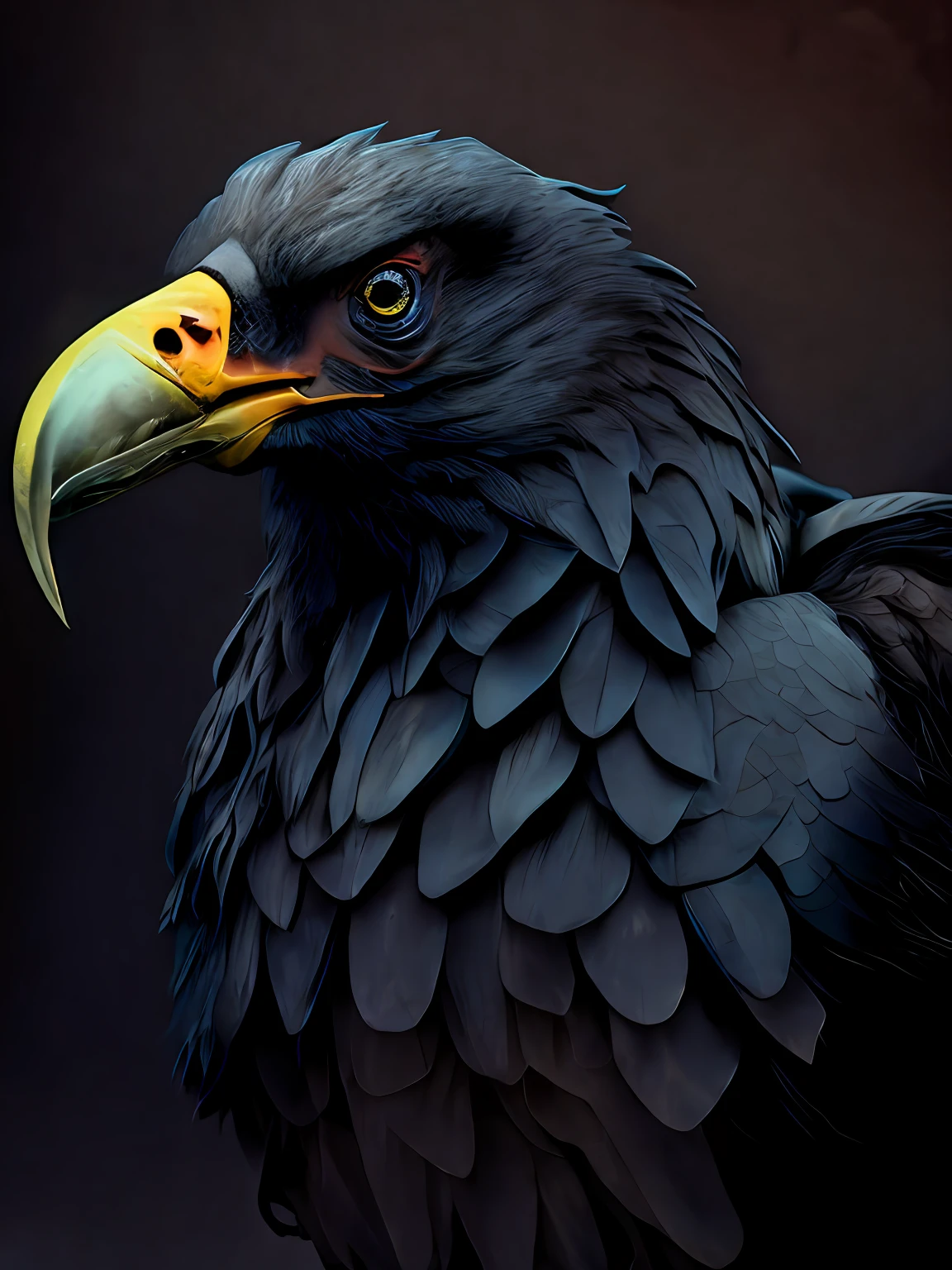 God bird black headed vulture, surreal, tenso, frio, altamente detalhado, afiado, profissional, 8k UHD, filme, Sombrio, violento, ao ar livre, rio, batalha, chase, dramatic, vivid, atmosfera tensa, renderizado, epic, twilights, HDR, nevasca, raio, desastre, arte dentro de um circulo, vermelho e preto
