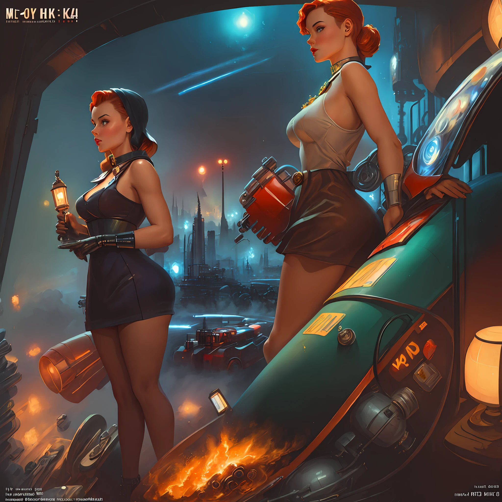 (masterpiece, top quality, best quality, official art, beautiful and aesthetic:1.2), the city of San Francisco like it was 1940's new beautiful with future machines, robots,a beautiful women goddess, hot petite teen girl, pretty face with arms and legs, babe, the extremely hot and sexy, sexy girl, sexy pose, red hair, beautiful green eyes, and a perfect body, 8 k hd detailed oil painting,