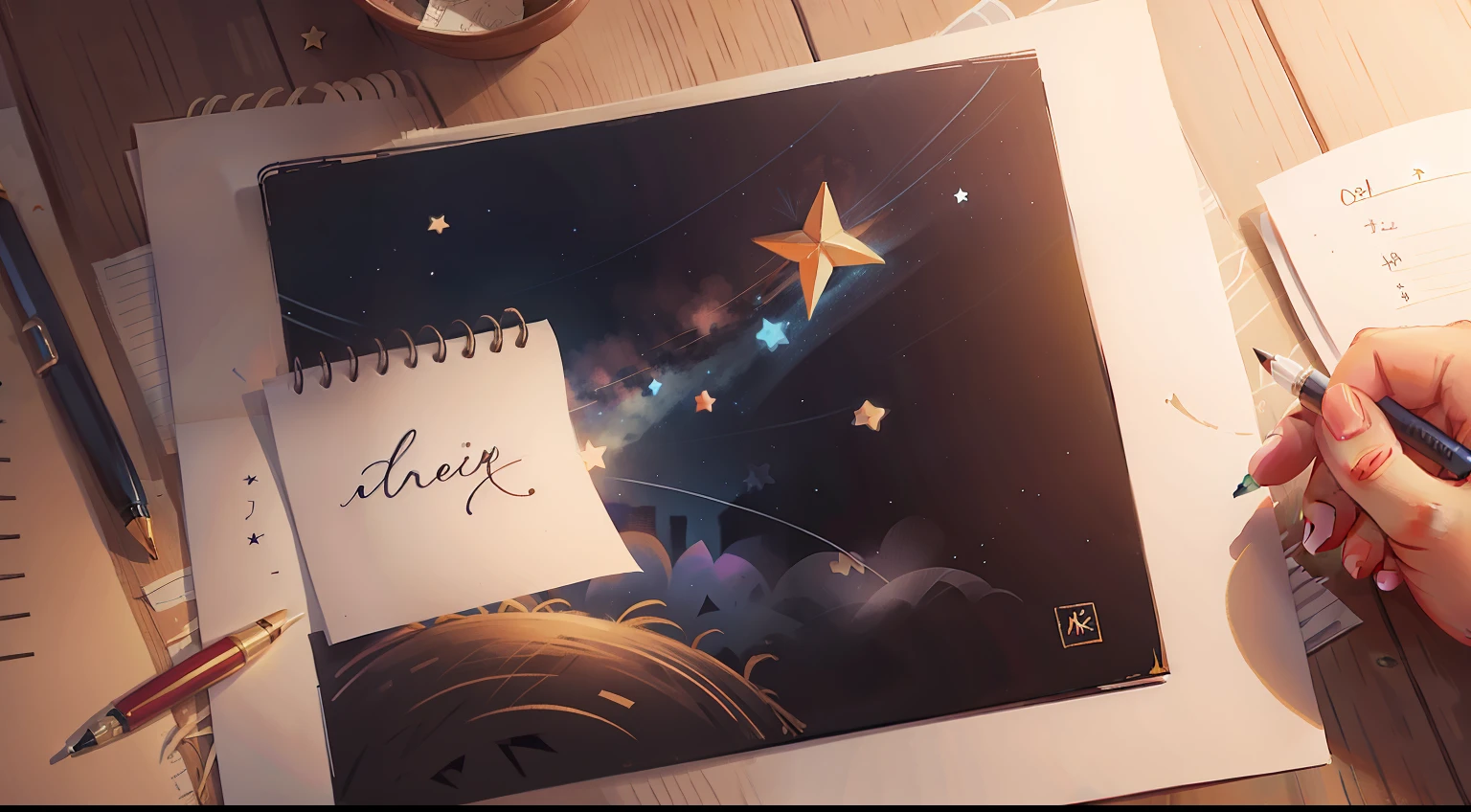 On a blank piece of paper,Many stars are drawn