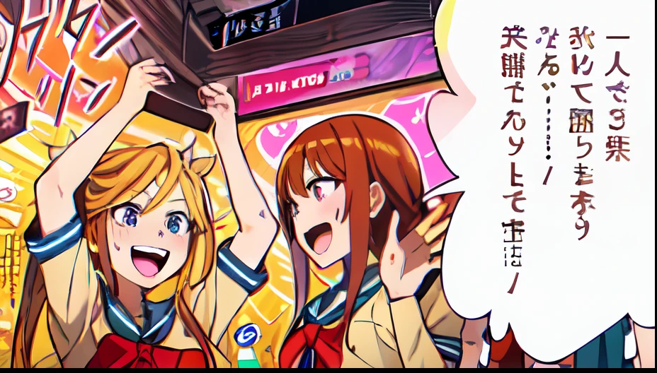 a anime of a girls manga, happy, blushing, open mouth, school uniform, text speech manga, color manga, manga color, color manga, color manga panel, simple background