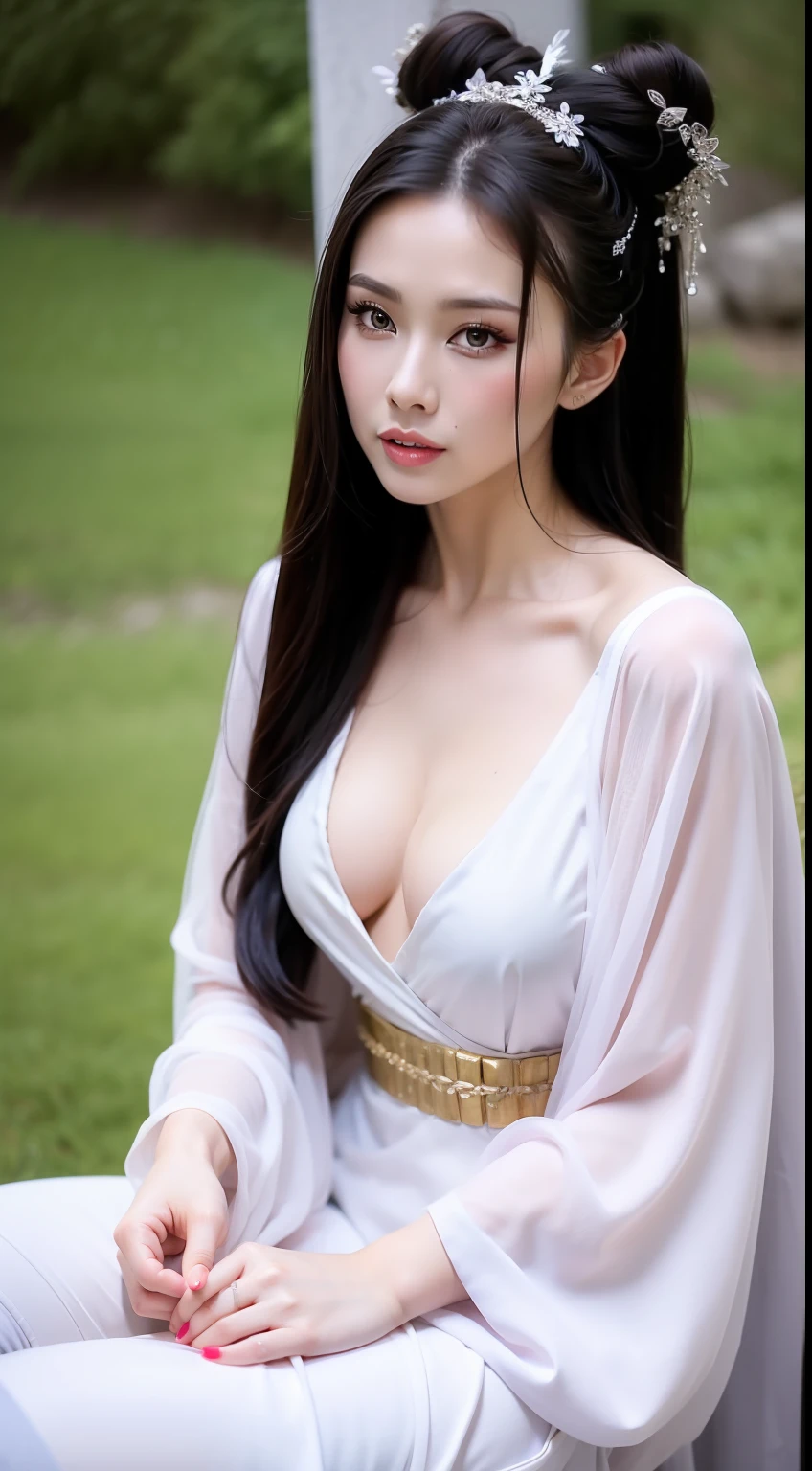 Fashion model 20 years old [[[[closeup cleavage]]]], [[[[boobgasm]]]], [[[[coll]]]], [[[[bshoulders]]]], perfect  eyes, Perfect iris，perfect lips，perfect teeth，Perfect skin，Long face，Soft front light，hdr，Movie girl，Casual，The background is between mountains and rivers，without a hat，（pastel colour：1.2）