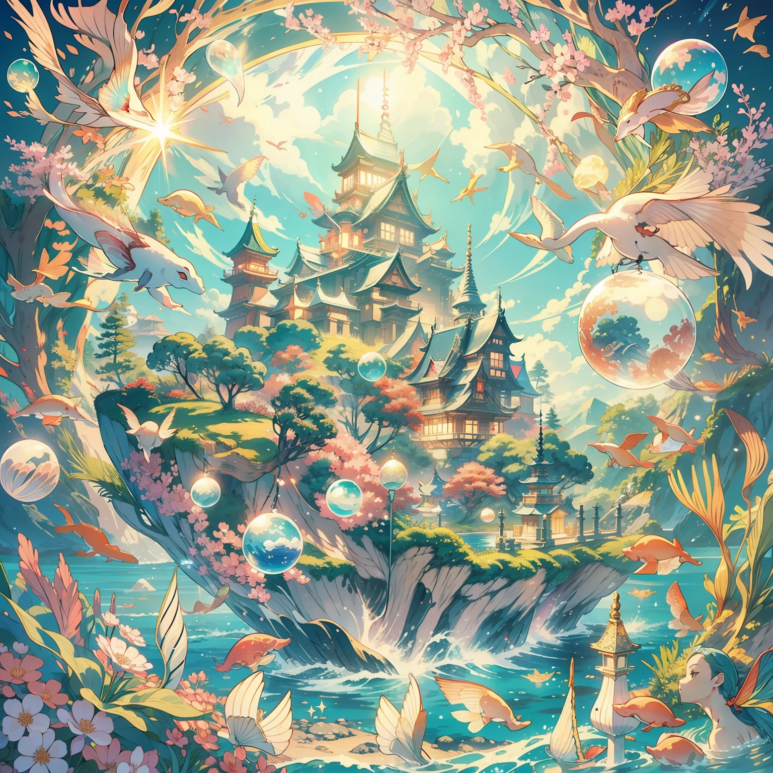 Intricate details、夏天、kirakira、uminoie、Sea、suns、Light shines in、Air bubble、mermaids、Ryugu Castle