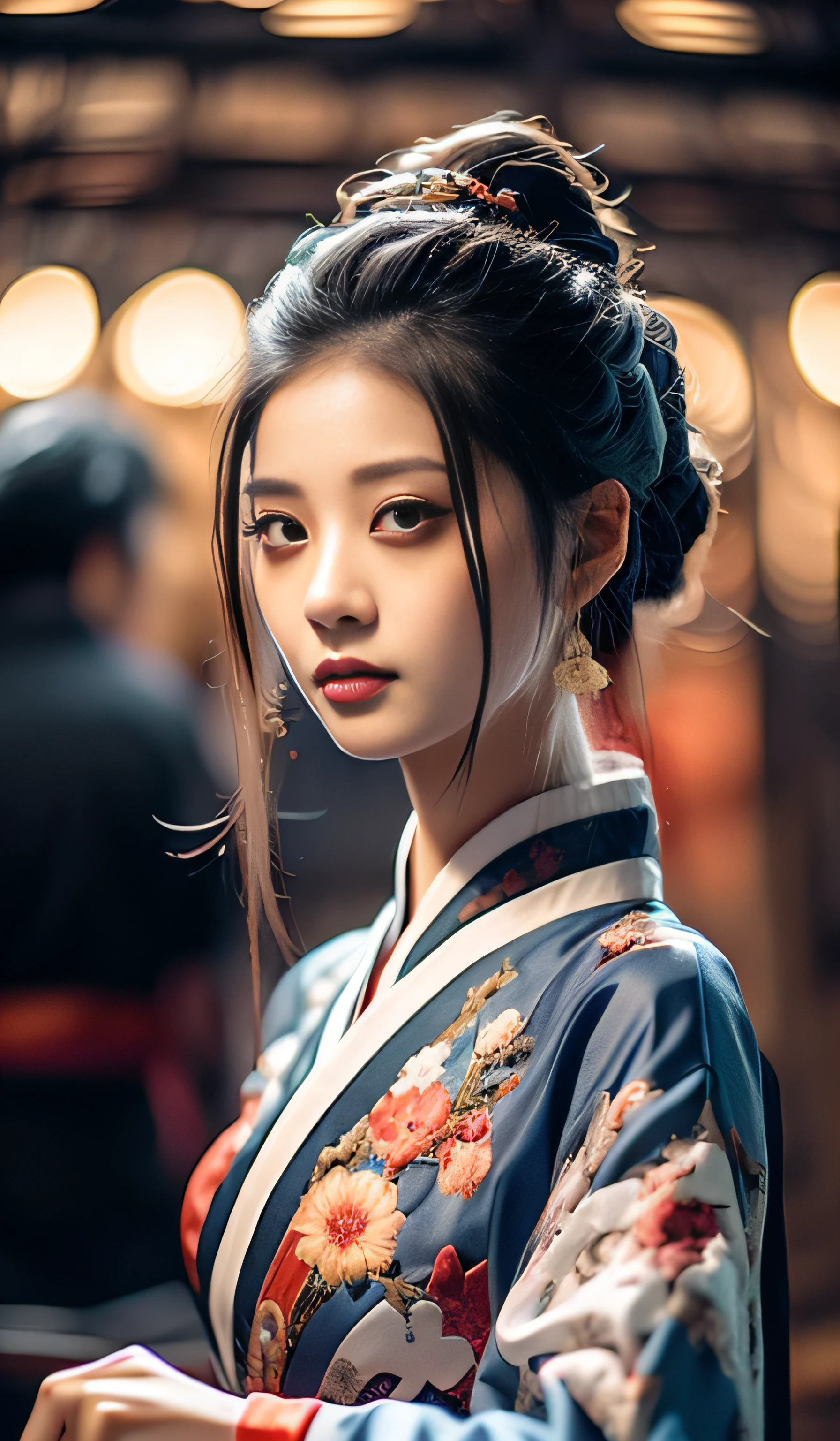Best quality, Master, A high resolution, Wuxia 1girl, china dress, Super beautiful face, super beautiful eye, Super beautiful hair, Ultra-full breasts, Super beautiful face,Super beautiful eyes,Super beautiful hair