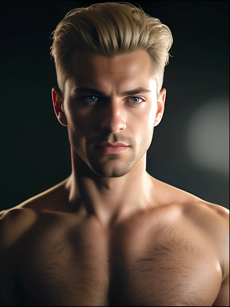 A photorealistic portrait of a insanely handsome lightly tanned Russian man with light make-up, extremely detailed light green eyes, sexy man, detailed symmetric realistic face, full lips, extremely detailed natural texture, peach fuzz, short messy blonde windy hair, masterpiece, absurdres, award winning photo by Francesco Scavullo, nikon d850 film stock photograph, kodak portra 400 camera f1.6 lens, extremely detailed, amazing, fine detail, rich colors, hyper realistic lifelike texture, dramatic lighting, unrealengine, trending on artstation, cinestill 800 tungsten, looking at the viewer, photo realistic, RAW photo, TanvirTamim, high quality, highres, sharp focus, extremely detailed, cinematic lighting, 8k uhd