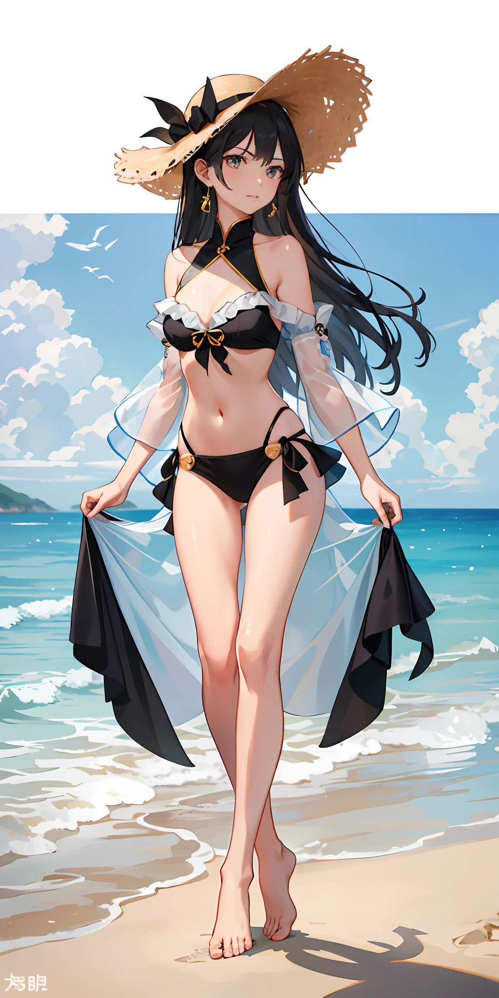 A girl,比基尼,Open navel,three-point style,sexy for,gray-haired girl,full body close-up shot,((比基尼)),folds,folds,folds,see-through sleeves,cropped shoulders,cropped shoulders,beach chair,fully body photo,((There are a lot of people on the beach)),the detail,Straw Hat Hat,ellegance,the detail,ellegance,spray,There are hands and feet,immensity,Full body photo,Hazy,Skysky,the detail,ellegance,There are hands and feet,immensity,baiyun,Hazy,the detail,Kizi,Skysky,the detail,ellegance,There are hands and feet,baiyun,Hazy,the detail,The face is clear