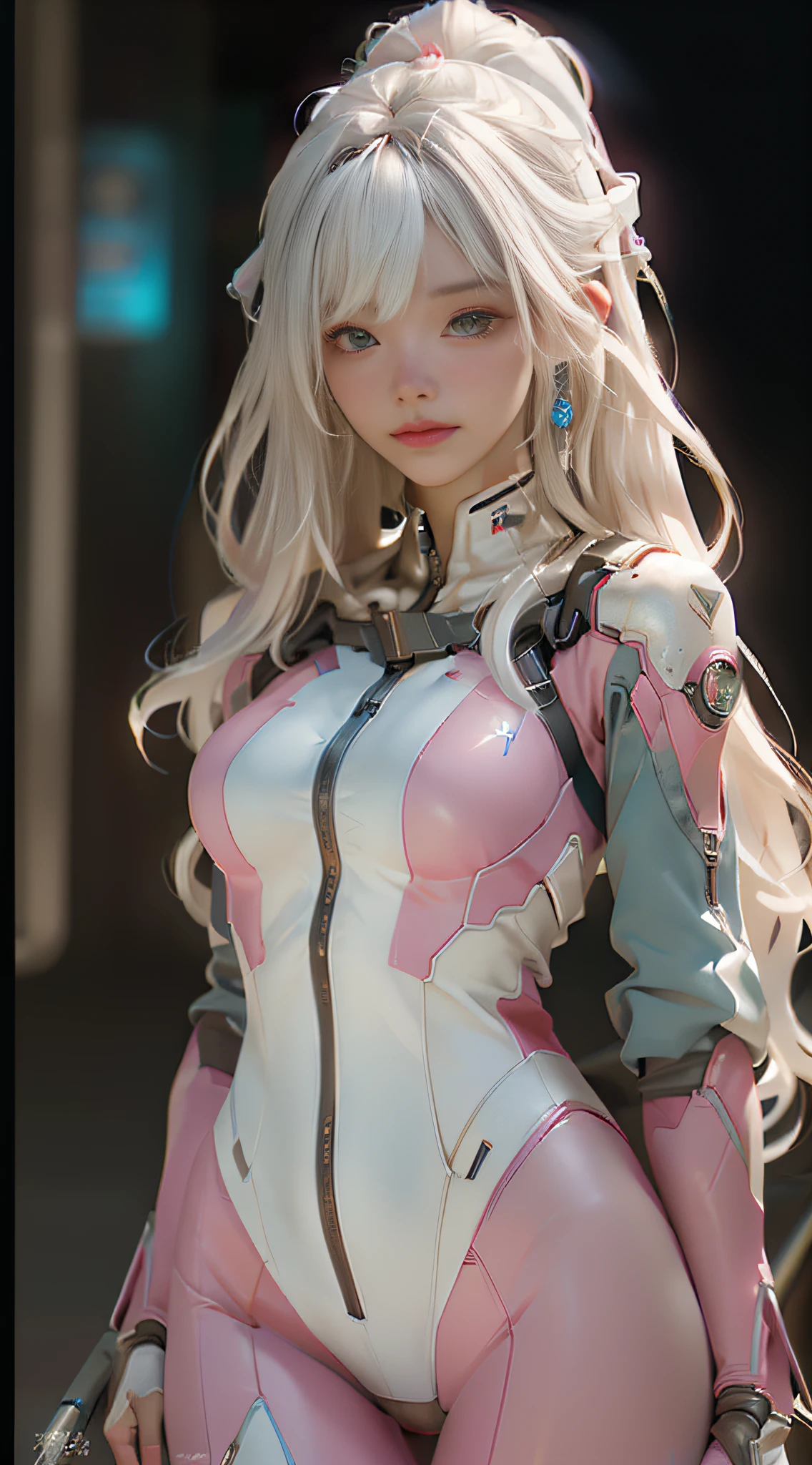 (best qualtiy)), ((tmasterpiece)), (the detail:1.4), 3D, A beautiful cyberpunk female image,HDR(HighDynamicRange),Ray traching,Pink suit、PBR Texture、post-proces、Anisotropy Filtering、depth of fields、maximum definition and sharpness、Many-Layer Textures、Albedo e mapas Speculares、Surface Coloring、Accurate simulation of light-material interactions、perfectly proportions、Octane Render、Two-colored light、largeaperture、Low ISO、White balance、the rule of thirds、8K RAW、