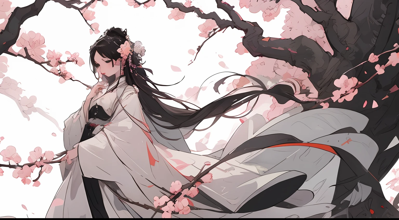 ((tmasterpiece)),((best qualtiy)),8K,high detal,depth of fields,hyper-detailing,lindo cenario,Peach blossoms bloom