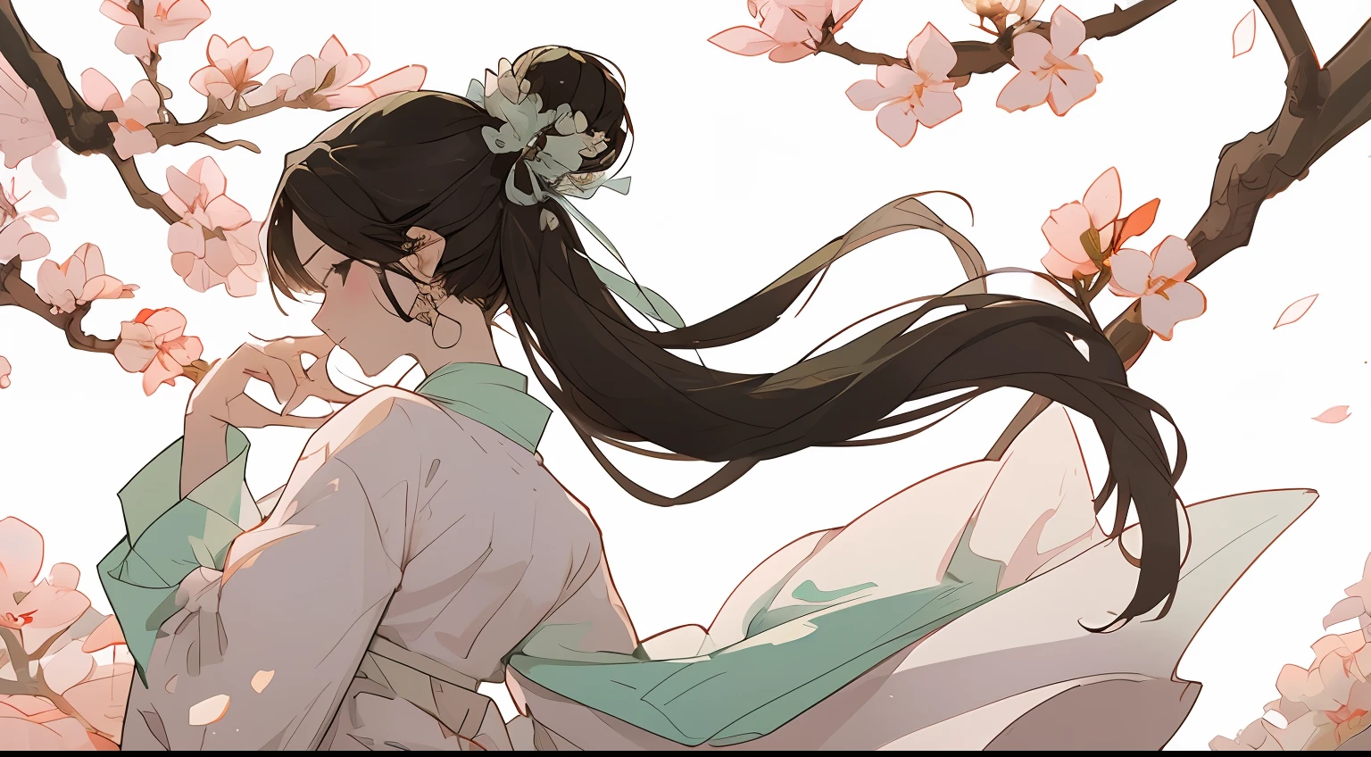((tmasterpiece)),((best qualtiy)),8K,high detal,depth of fields,hyper-detailing,lindo cenario,Peach blossoms bloom,The result is a stunning work of art,It captures the beauty and elegance of traditional Chinese culture。