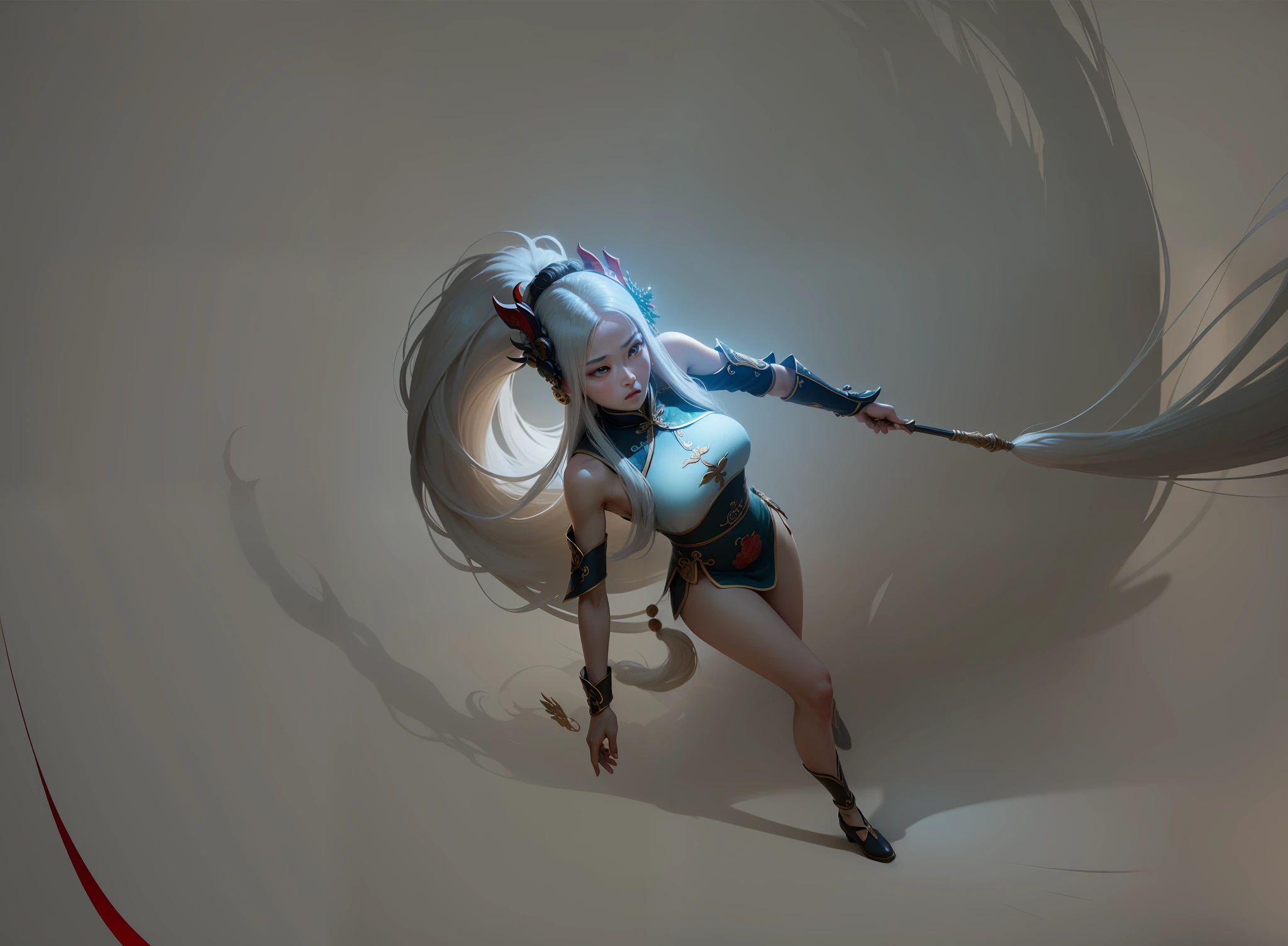 China-style,long whitr hair,woman,Twelve days will,Daoism,Chinese armor,head gear,mythological beasts