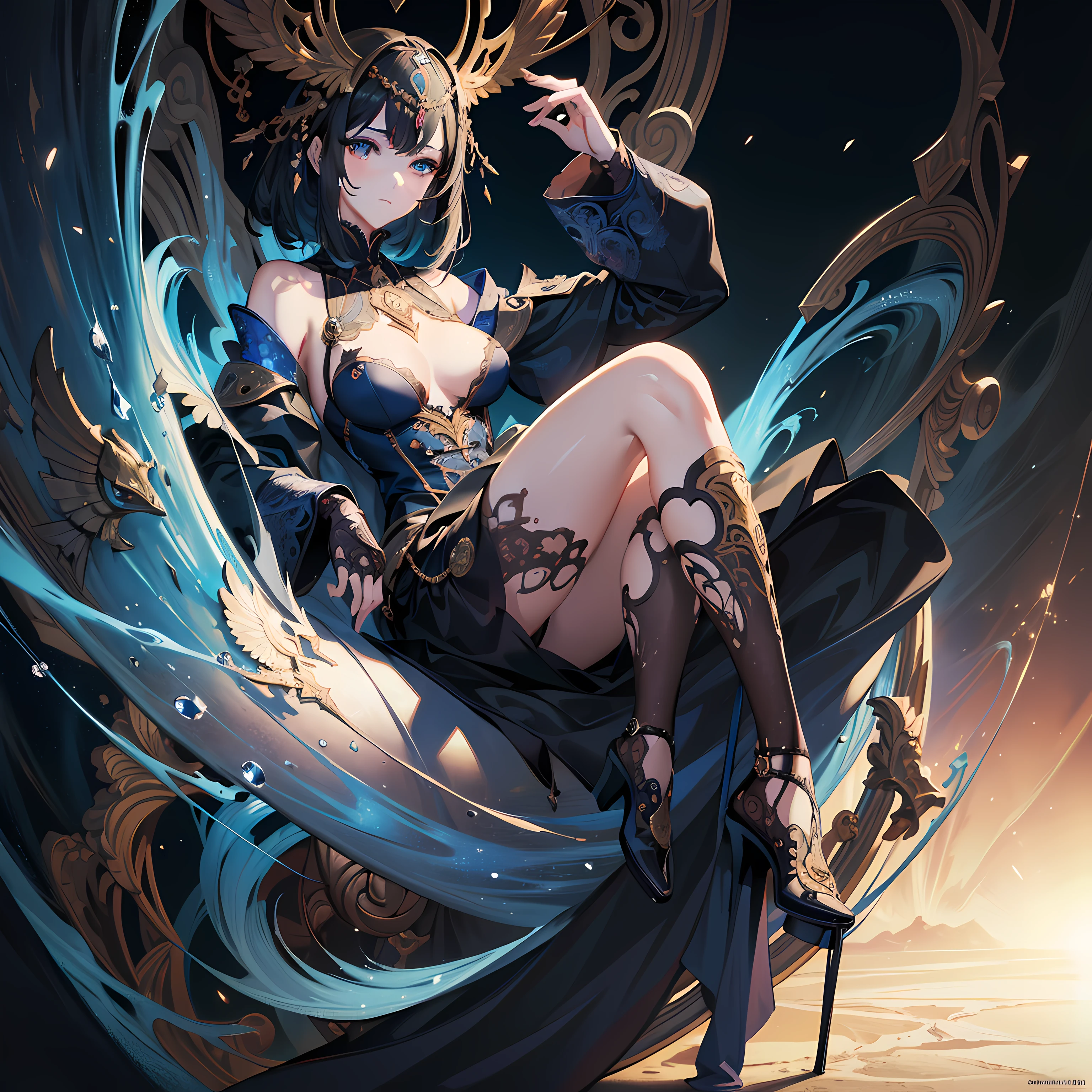 (masterpiece, absurdres, best quality, 8K, large masterpiece digital art, detailed manga illustration), perfect anatomy, (intricate details, ultra-detailed, illustration:1.3), (natural lighting, vivid colors:1.3), blue archive,hd,beautiful woman,background world war,lensflare