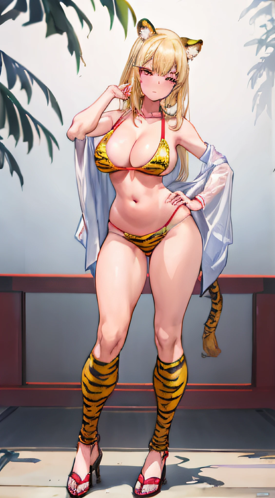 a cartoon picture of a woman in a tiger costume posing, cutesexyrobutts, thicc, cushart kenz, asuka suit under clothes!, style of masamune shirow, sfw version, inspired by Masamune Shirow, cushart, oppai, commission for high res, oppai proportions, senna from league of legends