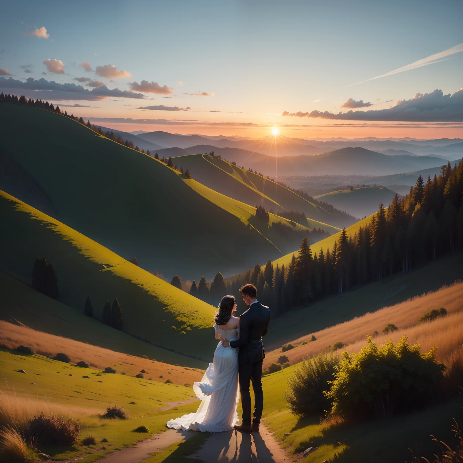 sunraise,High hills,couple
