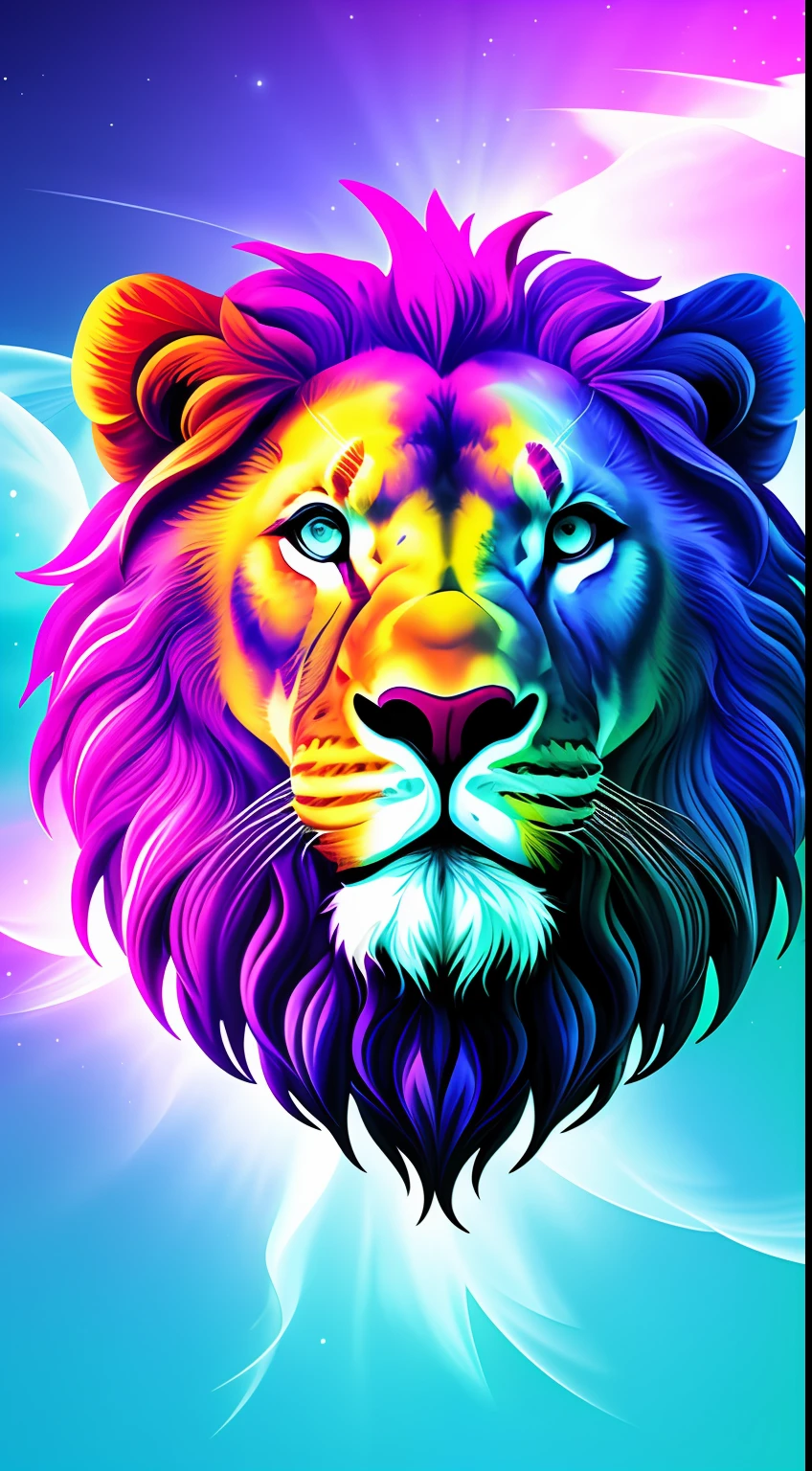 absurd, ultra detailed, Create an image using a prism effect, with light refraction and creating a colorful and kaleidoscopic appearance. Create an image with fisheye lens effect, capturing a wide field of view with a distinct, curved perspective. BREAK , Capture of an imposing lion style Greek sculpture, with a beautiful nebula in the colors baby blue and purple, conveying a sense of tranquility and natural beauty. BREAK , Illustrate a monochromatic world, convey depth, emotion and a stunning visual impact.